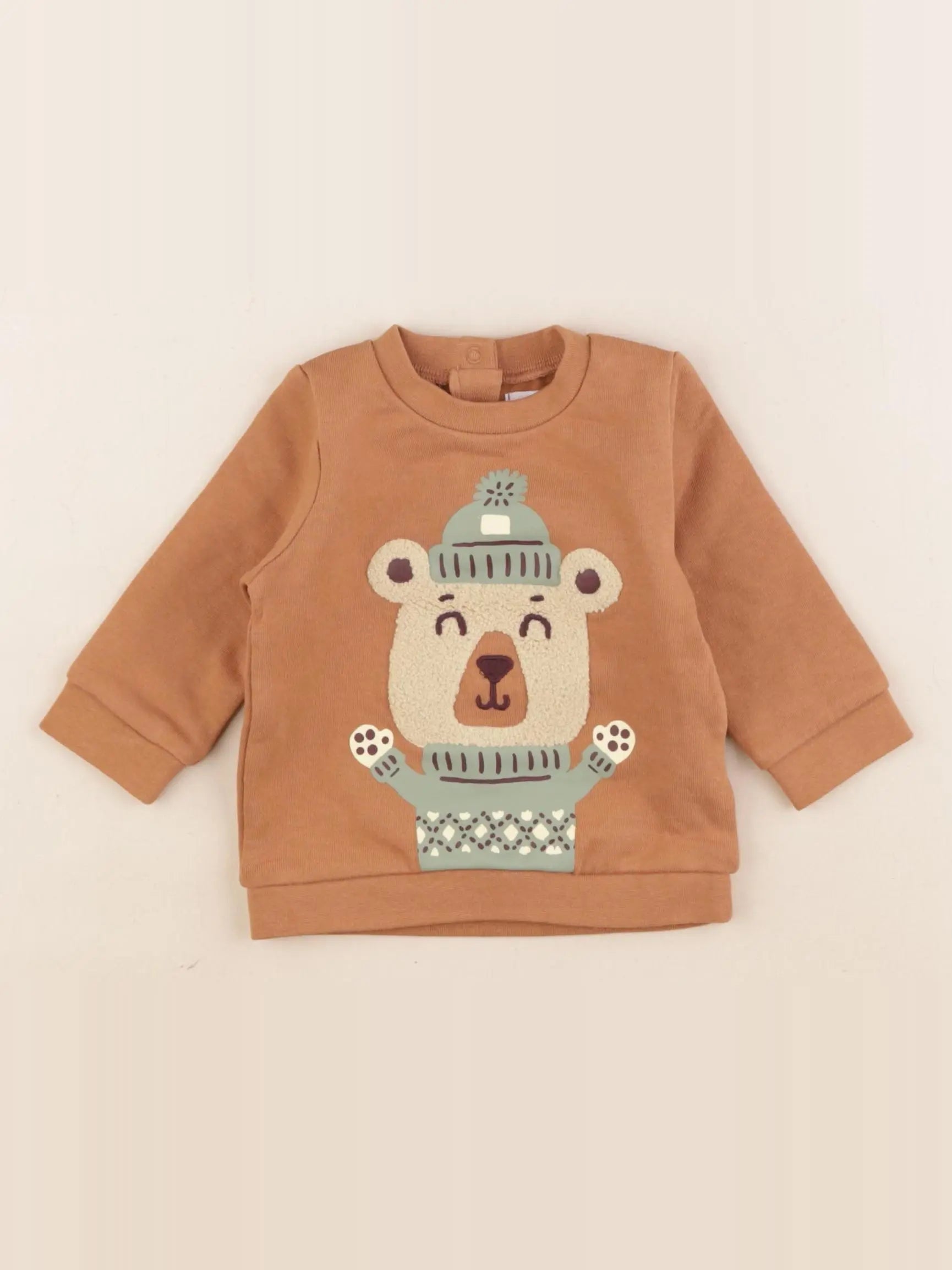 Vertbaudet - sweat marron - 3 mois