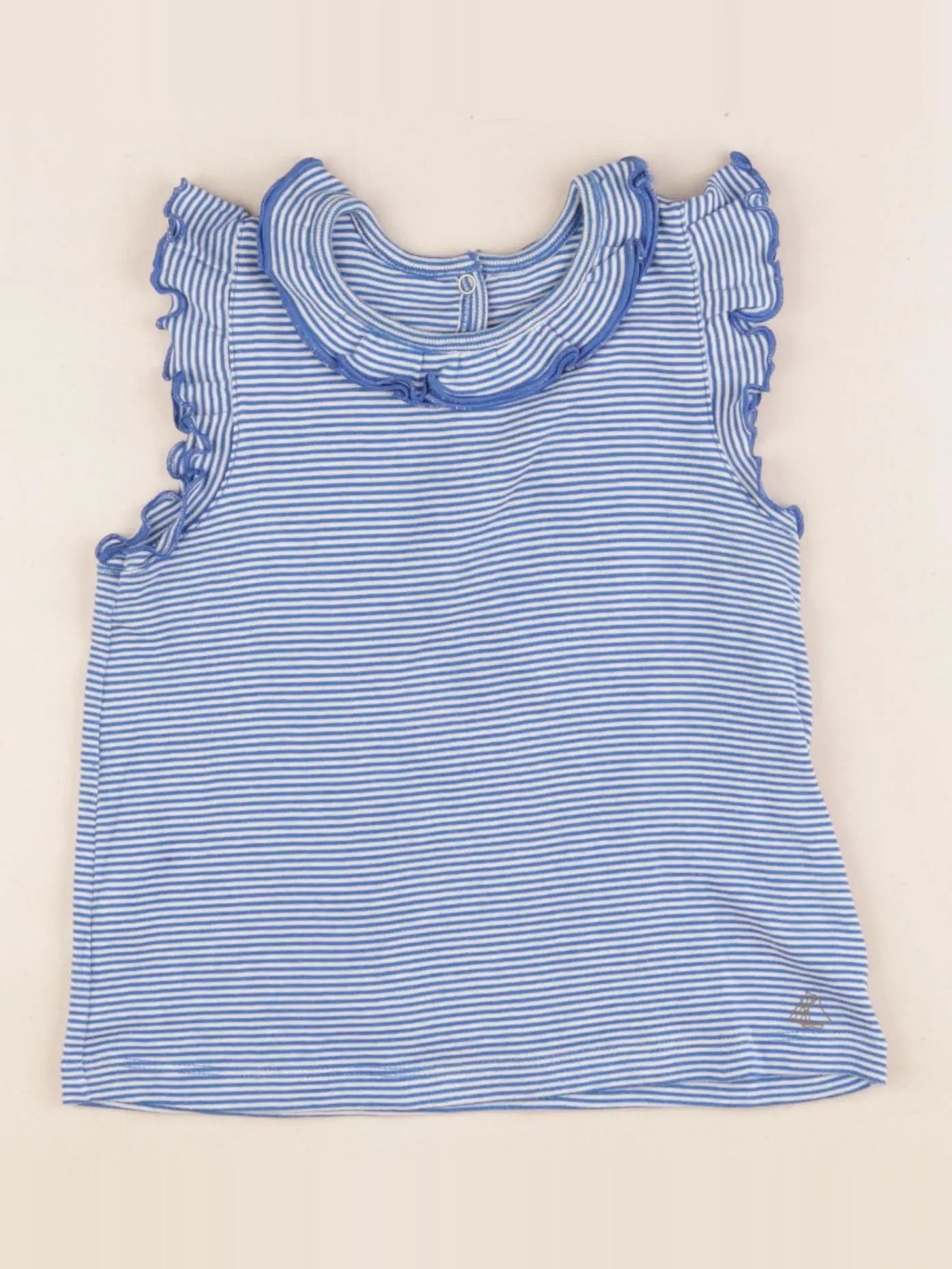 Petit Bateau - tee-shirt blanc, bleu - 24 mois