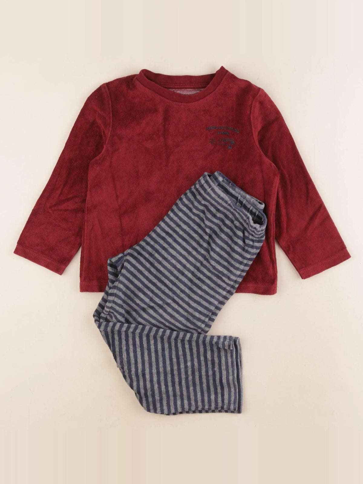Vertbaudet - pyjama velours rouge, bleu - 4 ans