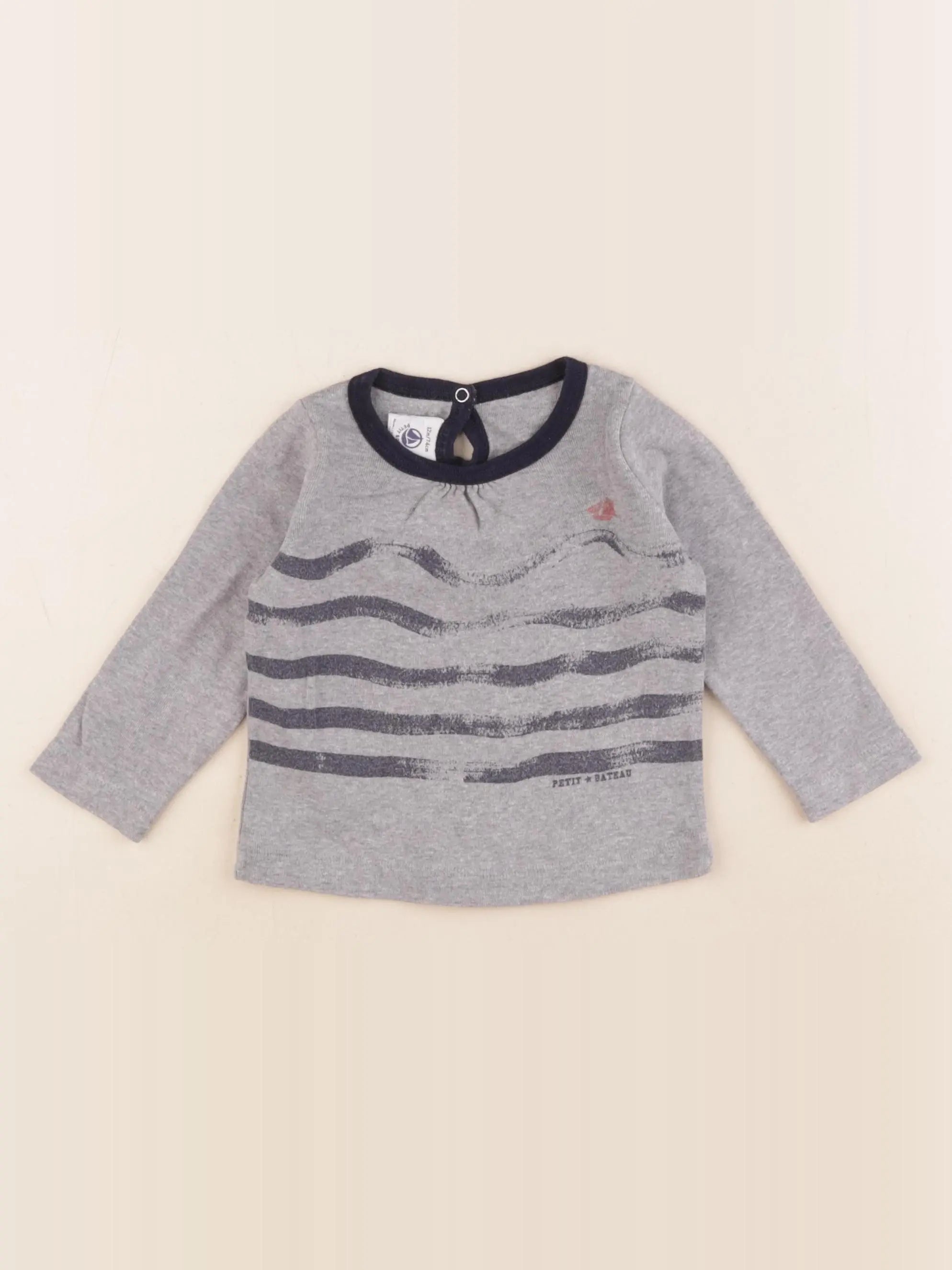 Petit Bateau - tee-shirt gris - 12 mois