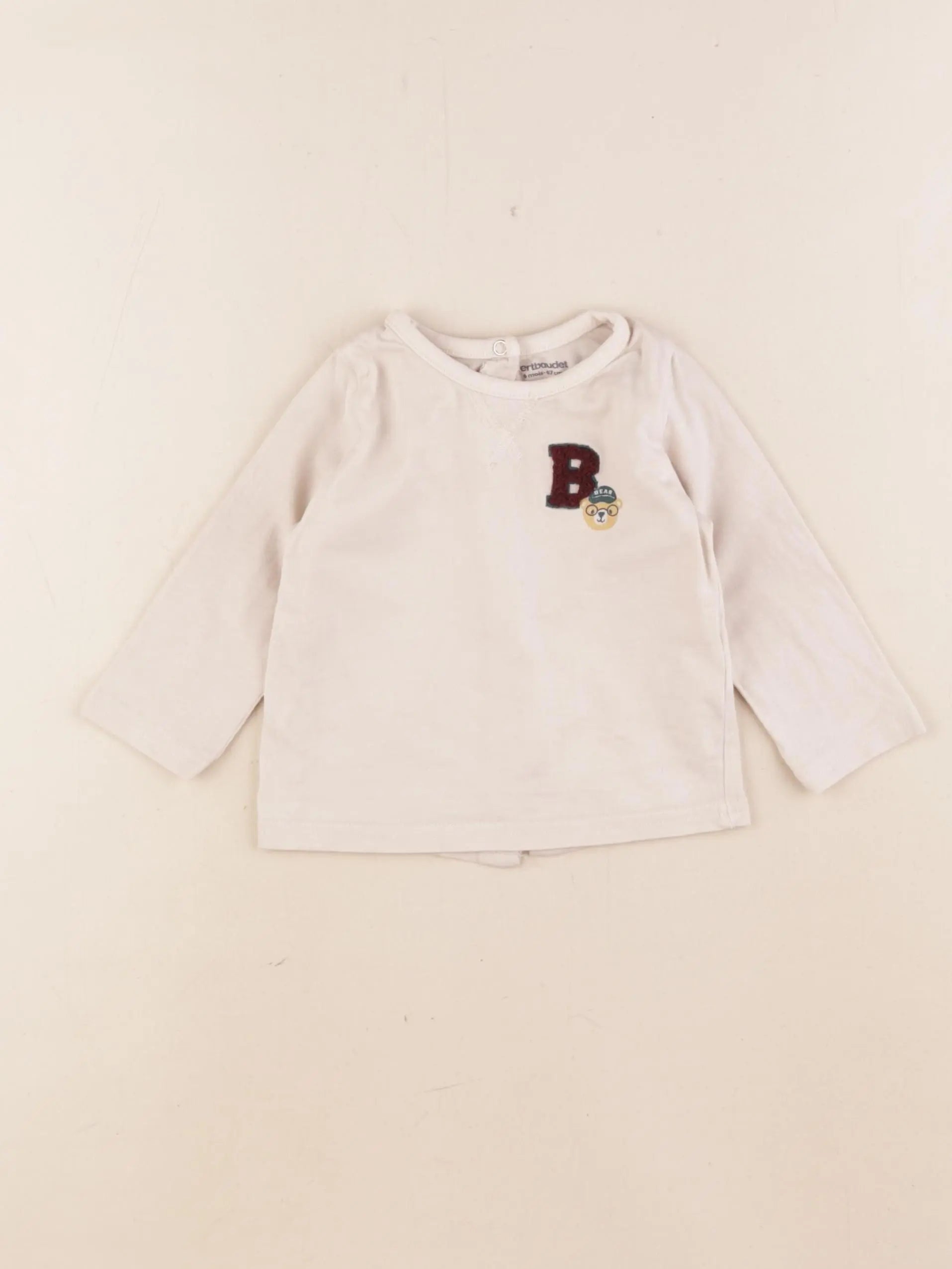 Vertbaudet - tee-shirt beige - 6 mois