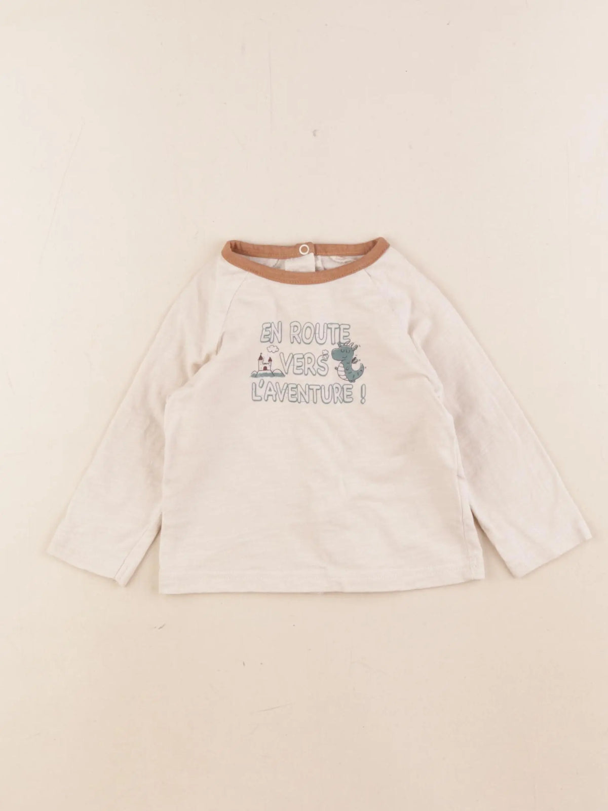 Vertbaudet - tee-shirt beige - 6 mois