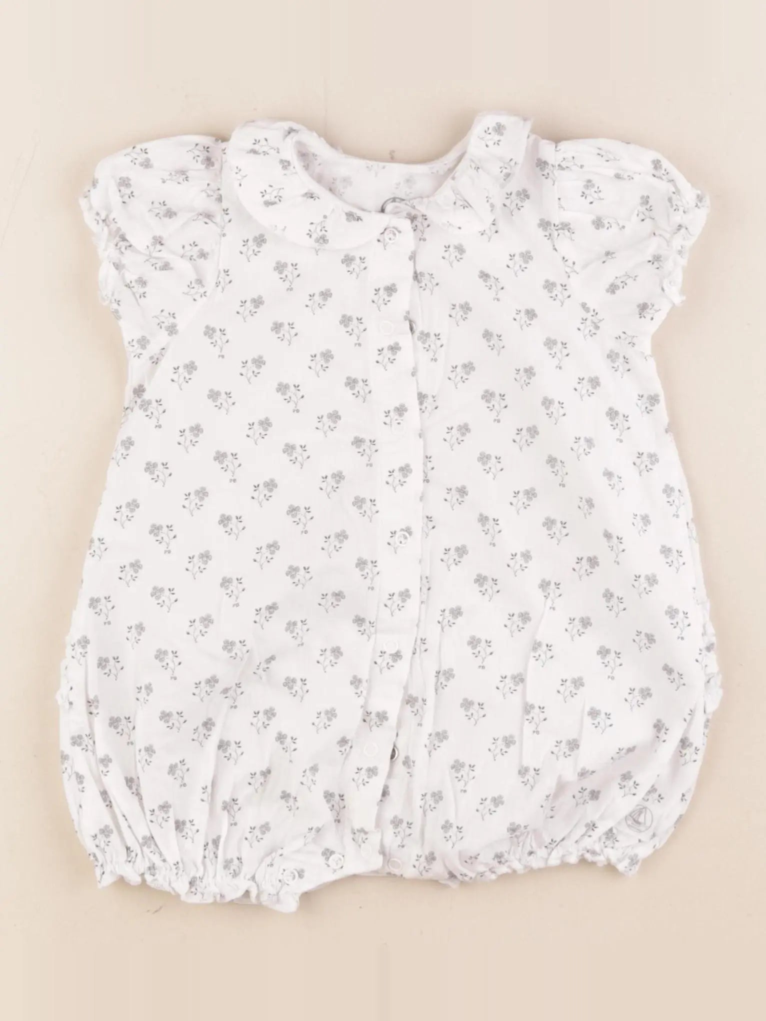 Petit Bateau - combinaison blanc, argent - 6 mois