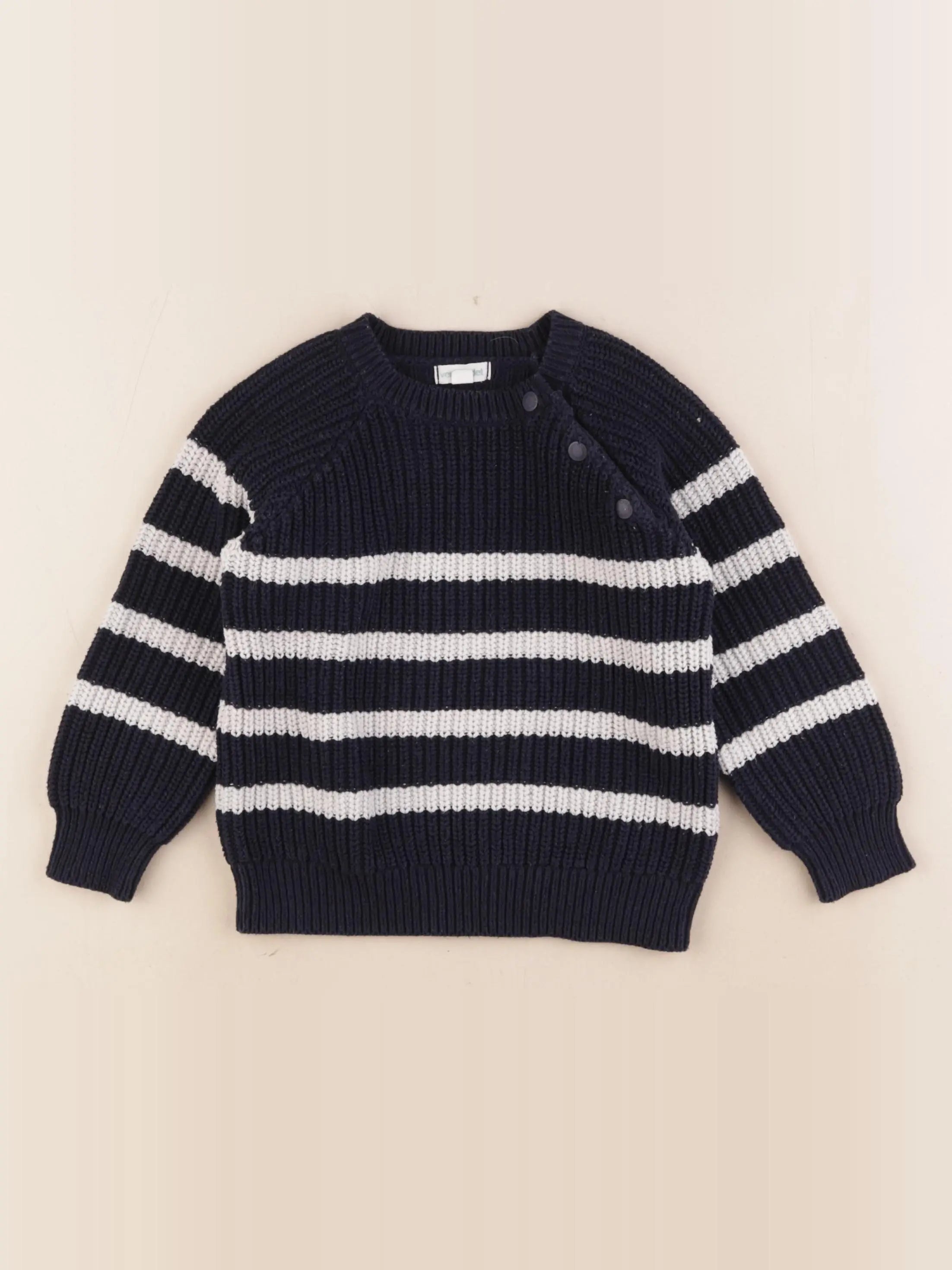 Vertbaudet - pull blanc, bleu - 4 ans