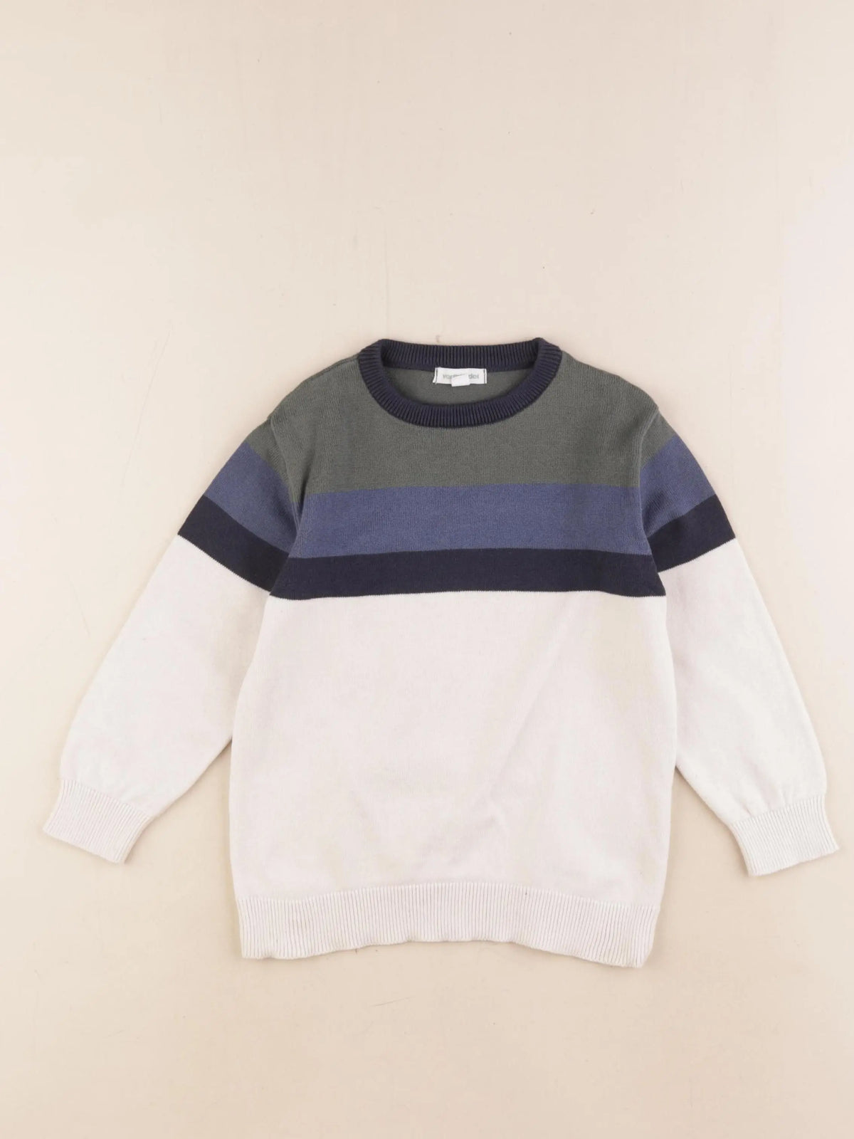 Vertbaudet - pull bleu, beige - 4 ans