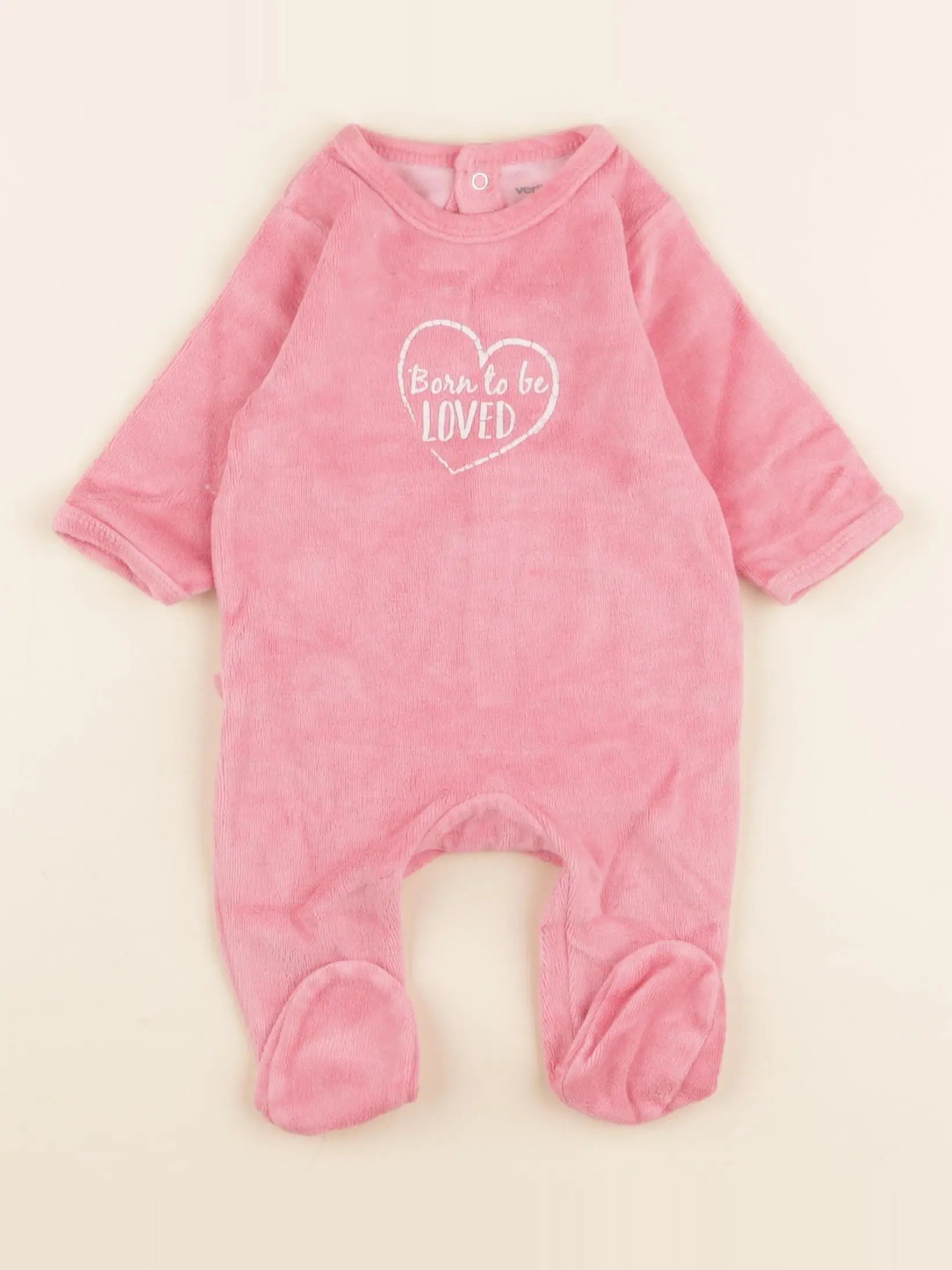 Vertbaudet - pyjama velours rose - 1 mois
