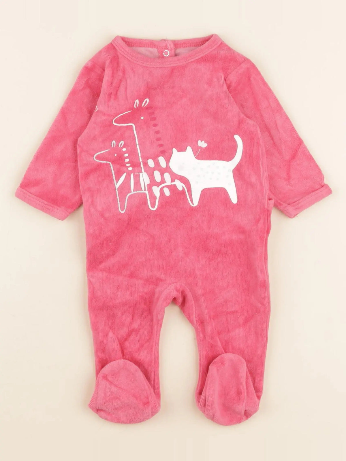 Vertbaudet - pyjama velours rose - 3 mois