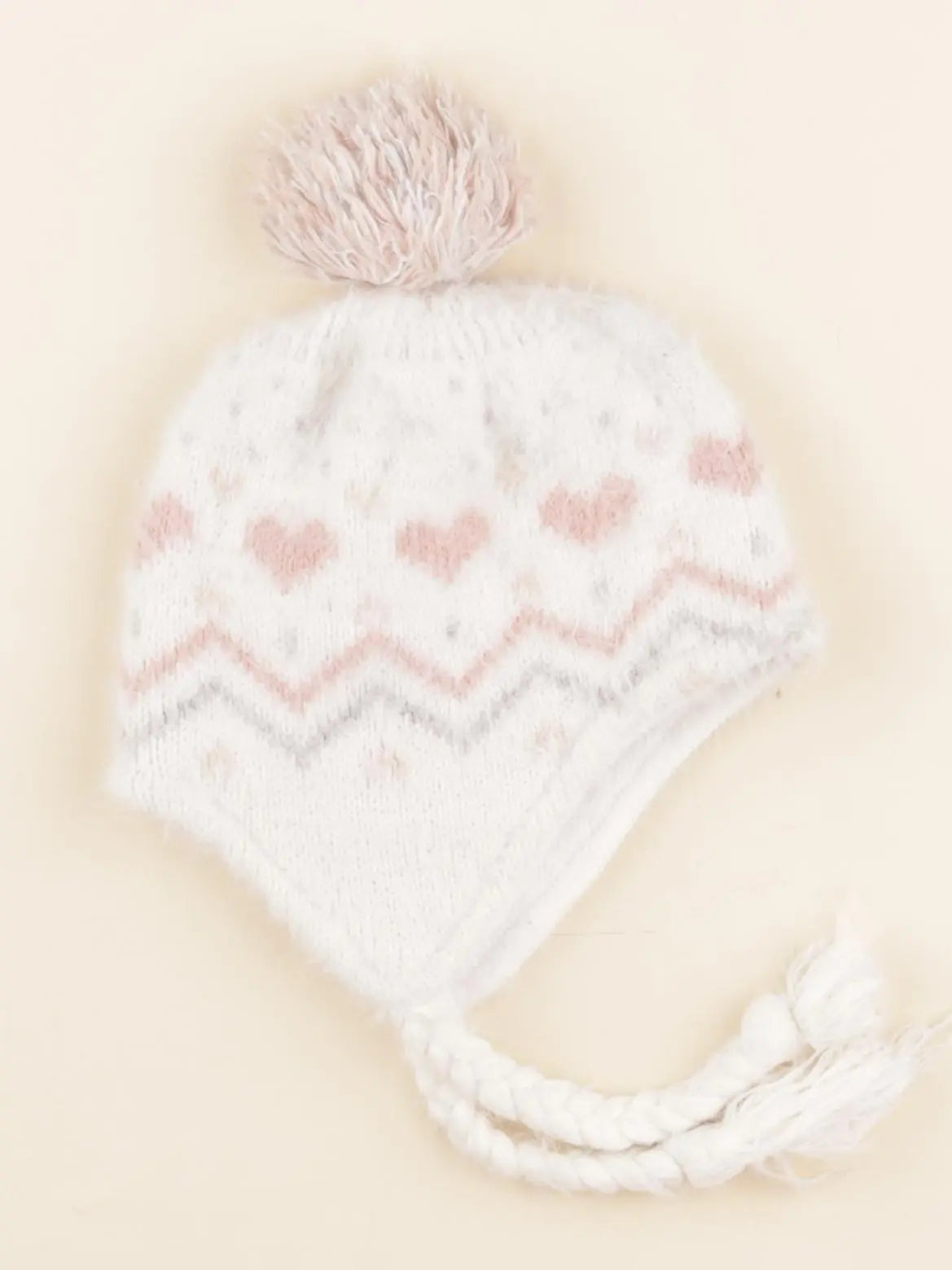 Vertbaudet - bonnet blanc, rose - 12/18 mois