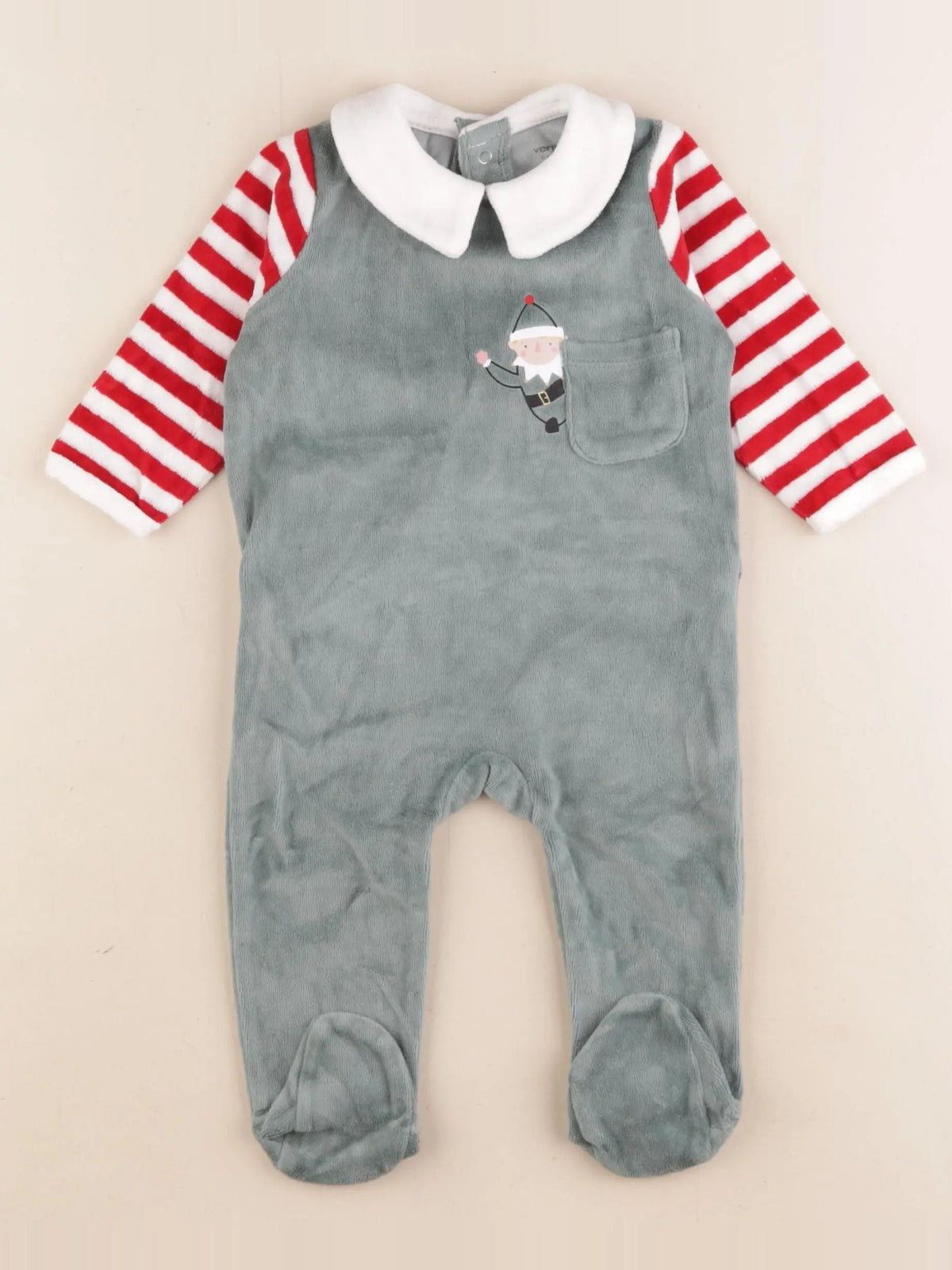 Vertbaudet - pyjama velours vert - 6 mois