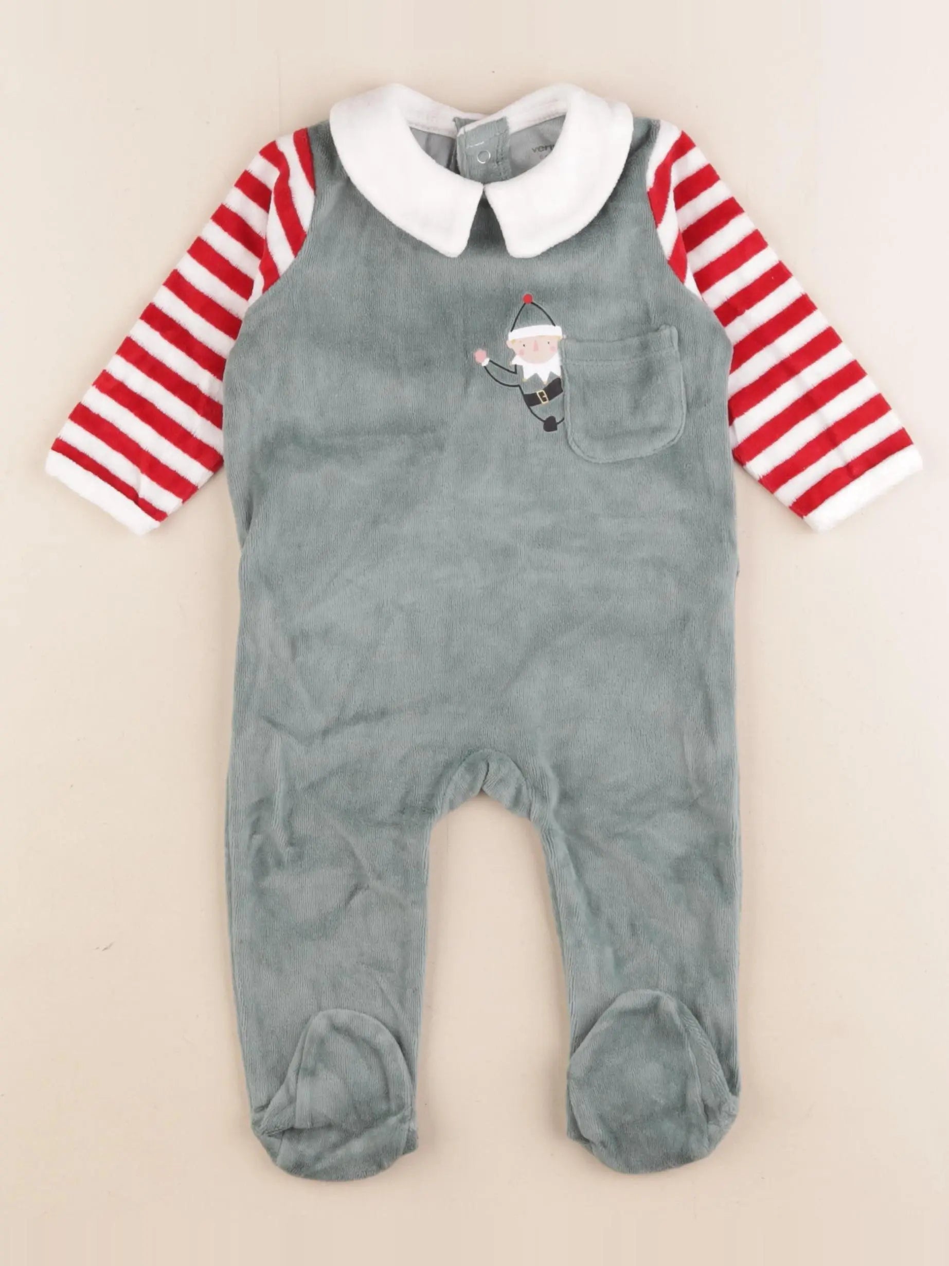Vertbaudet - pyjama velours vert - 6 mois