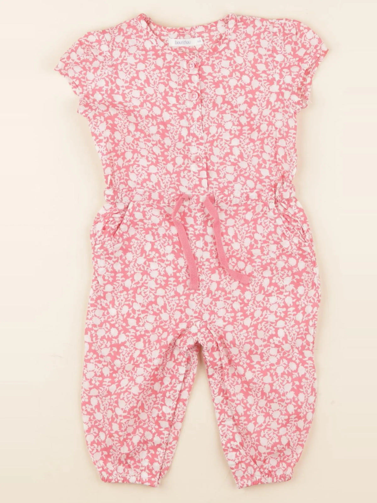 Boutchou - combinaison blanc, rose - 6 mois