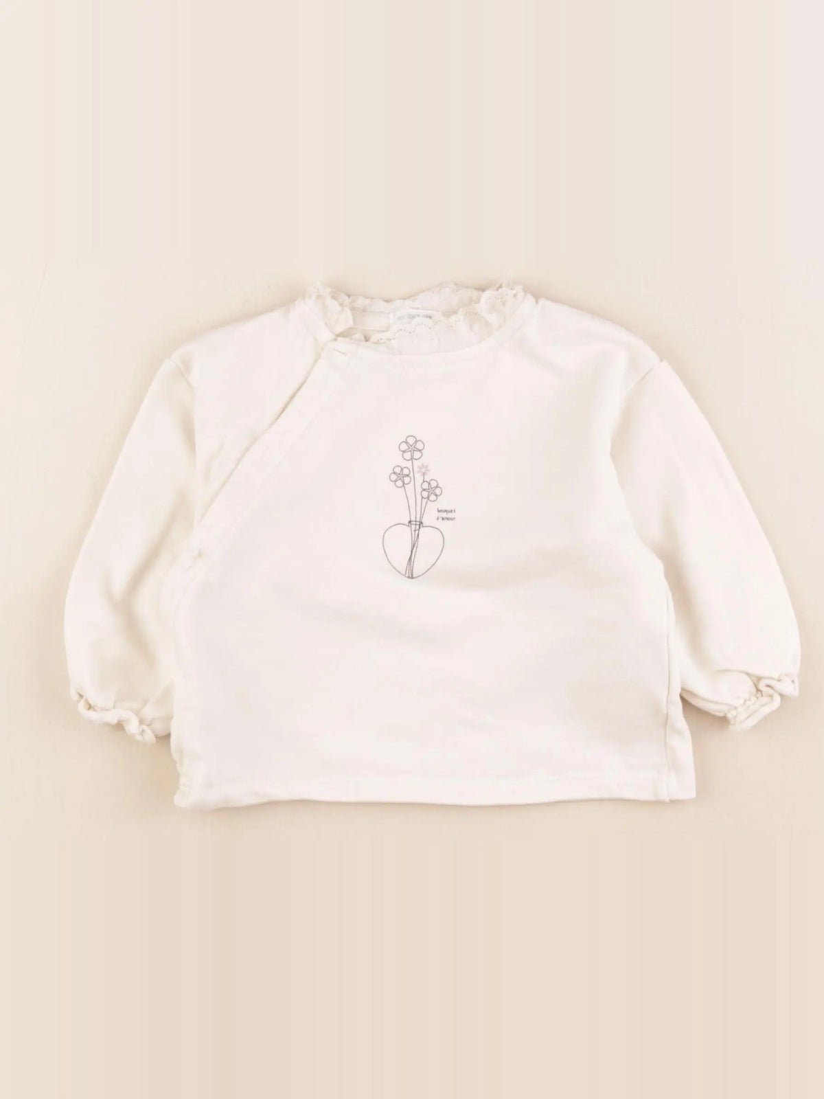 Vertbaudet - sweat beige - 12 mois