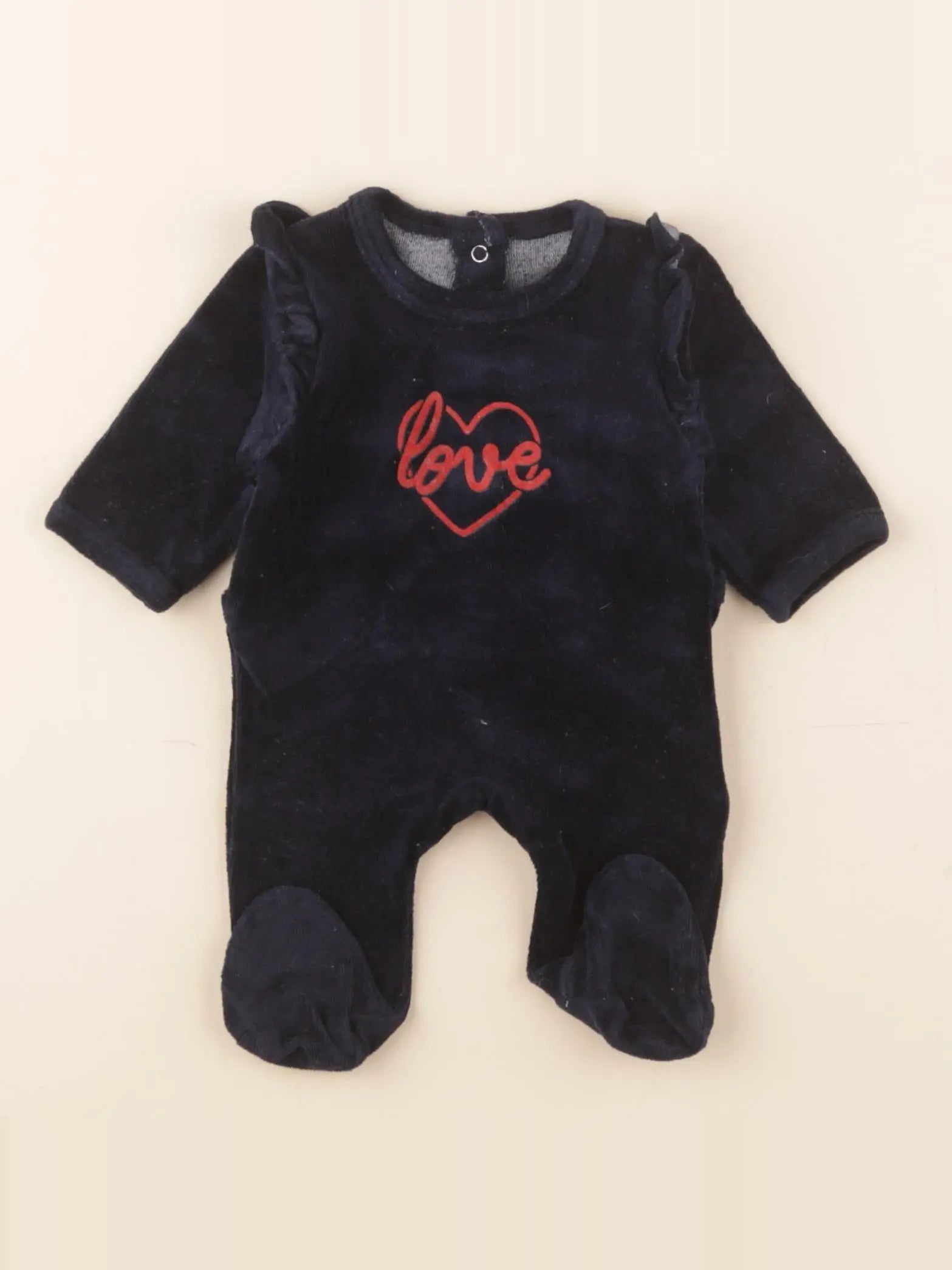 Vertbaudet - pyjama velours bleu - 0 mois