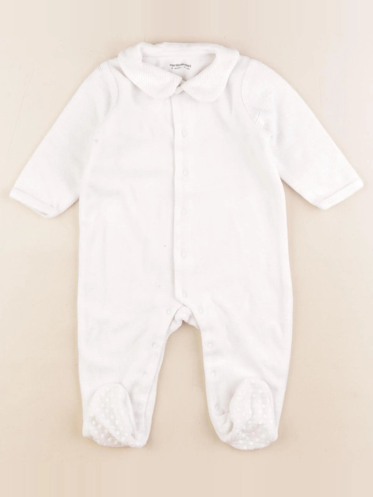 Vertbaudet - pyjama velours blanc - 9 mois