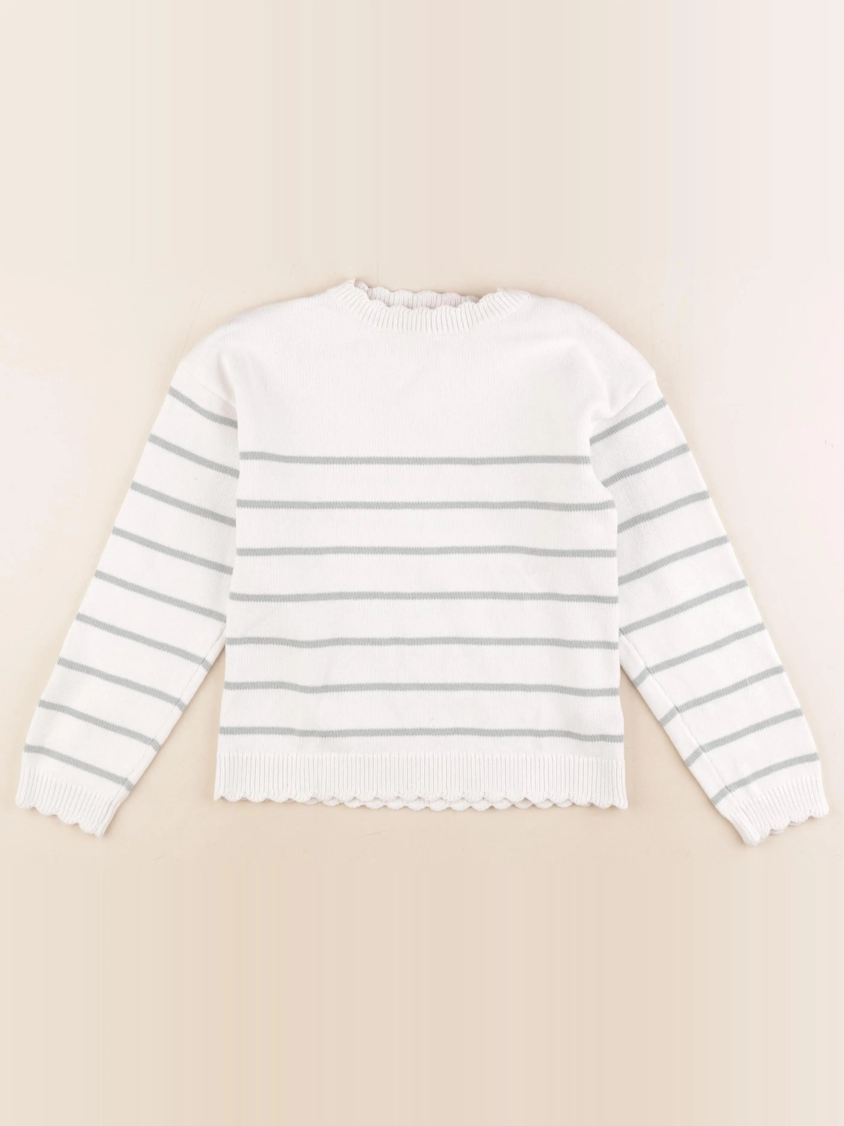 Vertbaudet - pull blanc, bleu - 9 ans