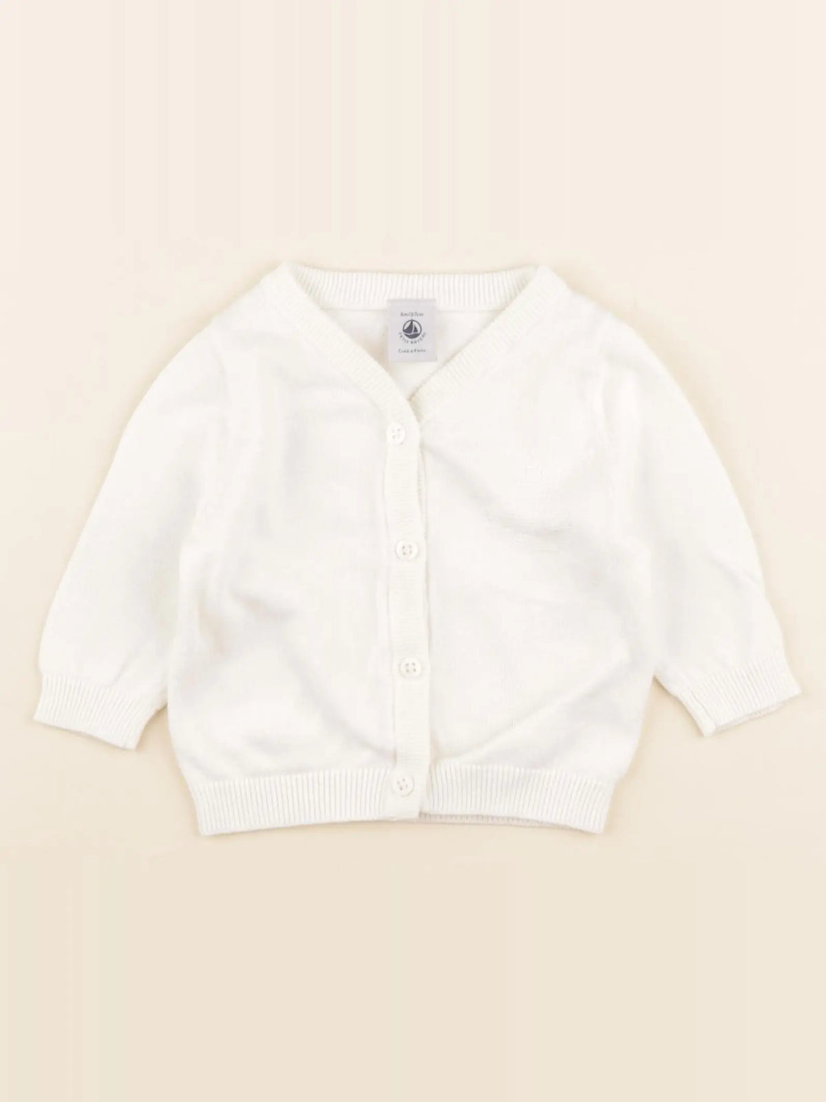Petit Bateau - gilet blanc - 6 mois