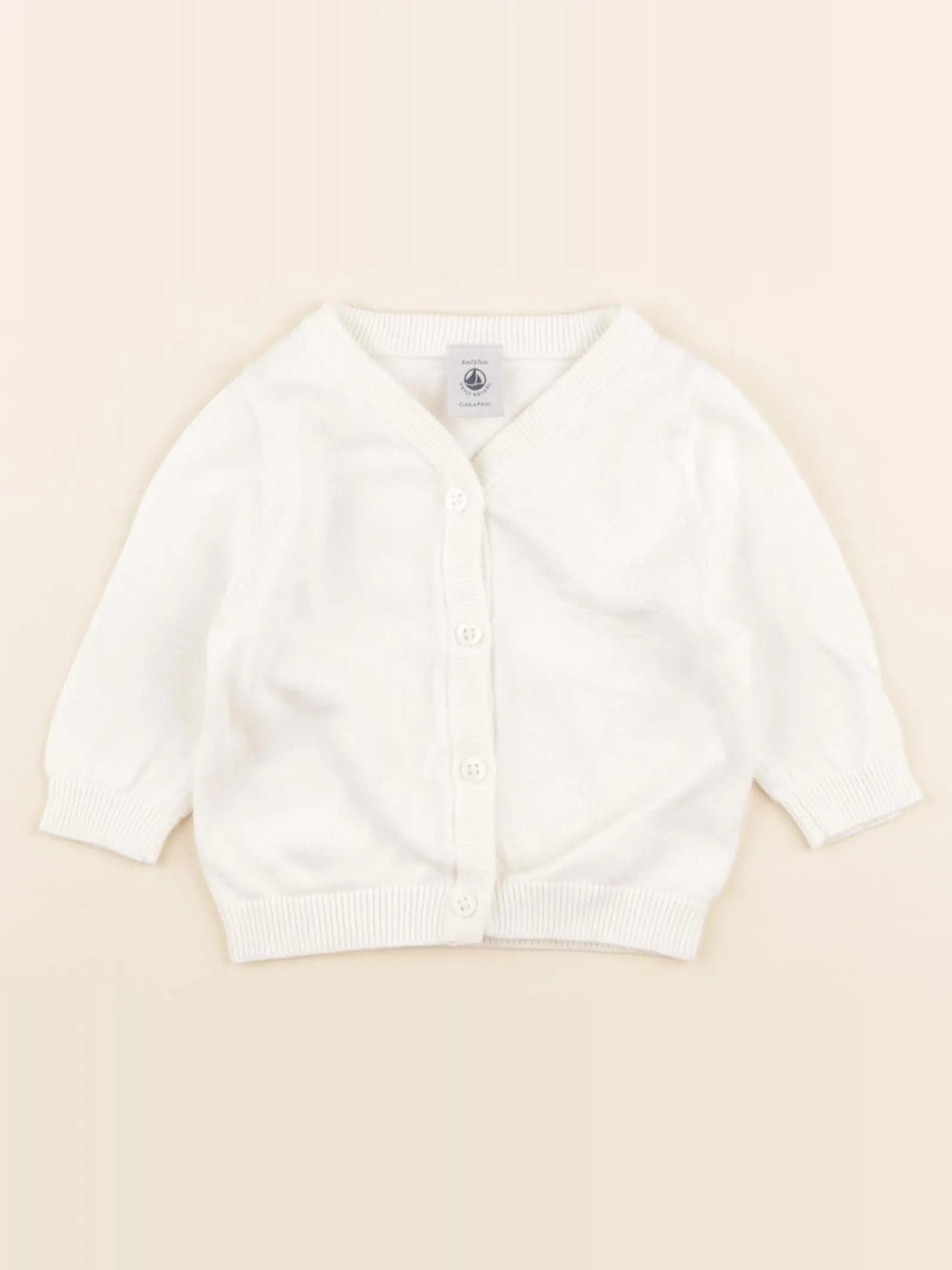 Petit Bateau - gilet blanc - 6 mois