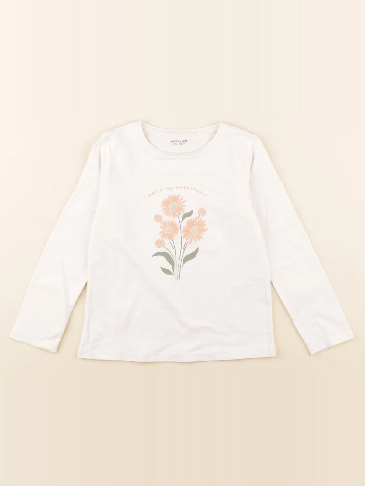 Vertbaudet - tee-shirt beige - 5 ans
