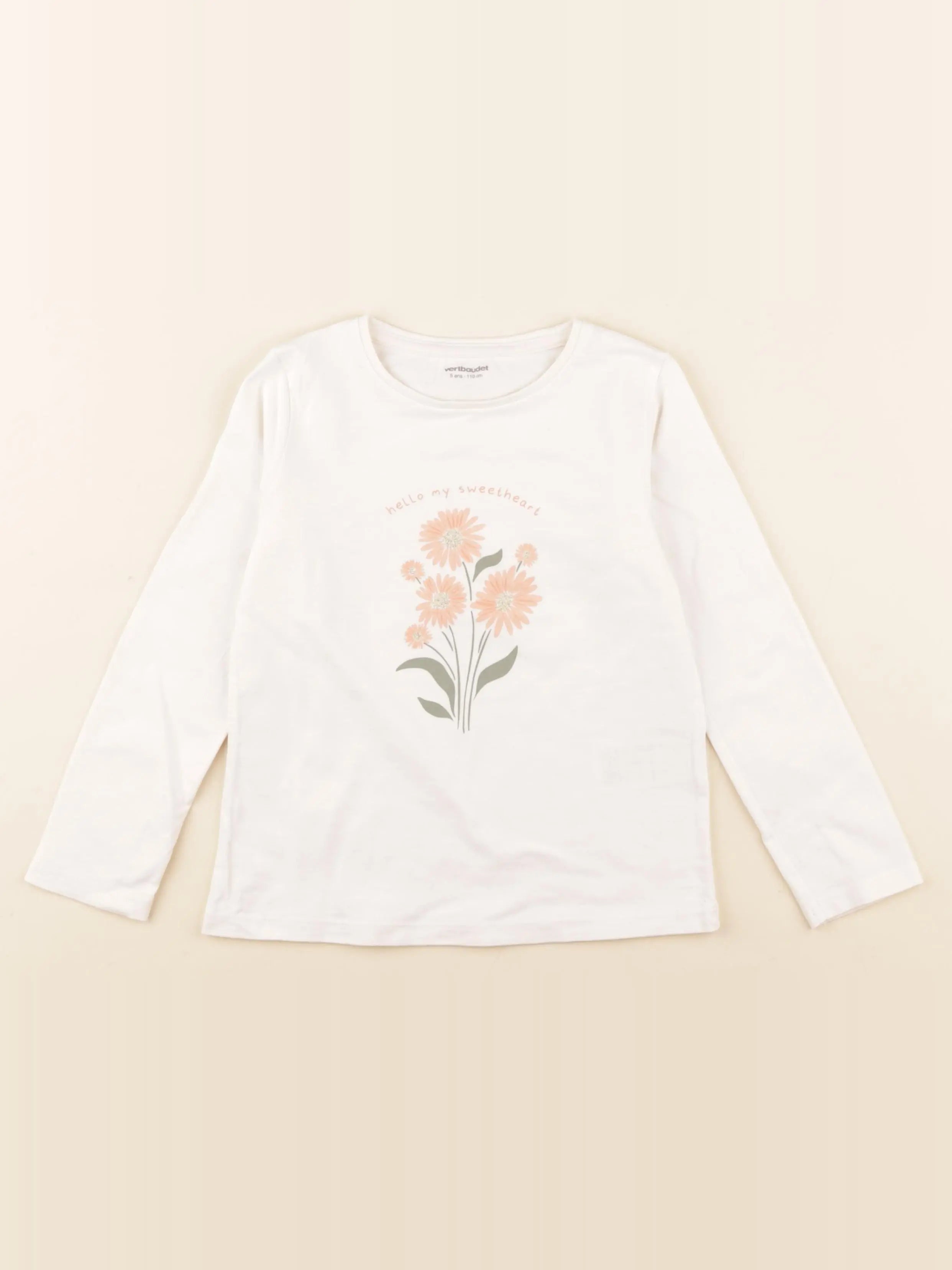 Vertbaudet - tee-shirt beige - 5 ans