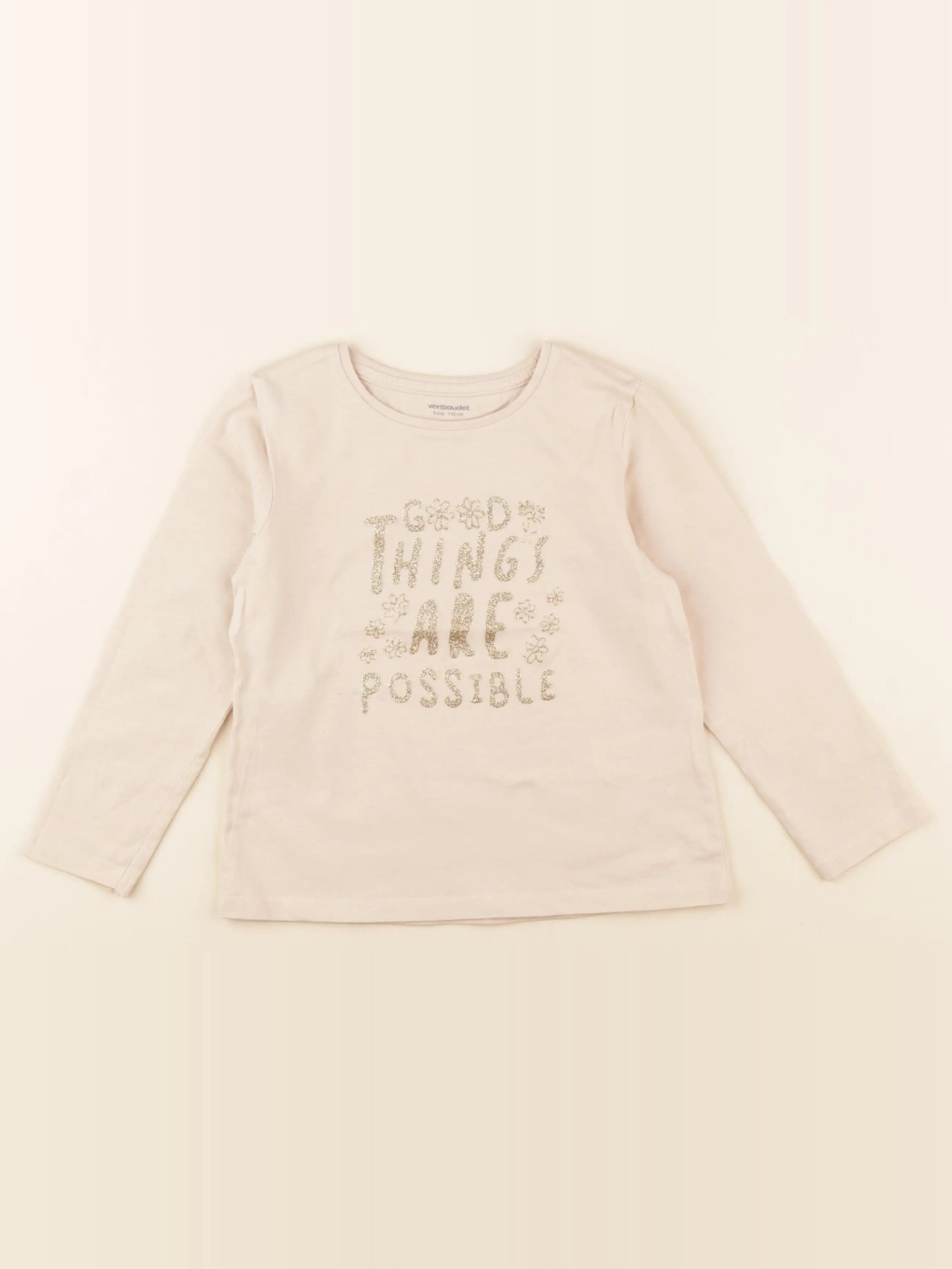 Vertbaudet - tee-shirt beige - 5 ans