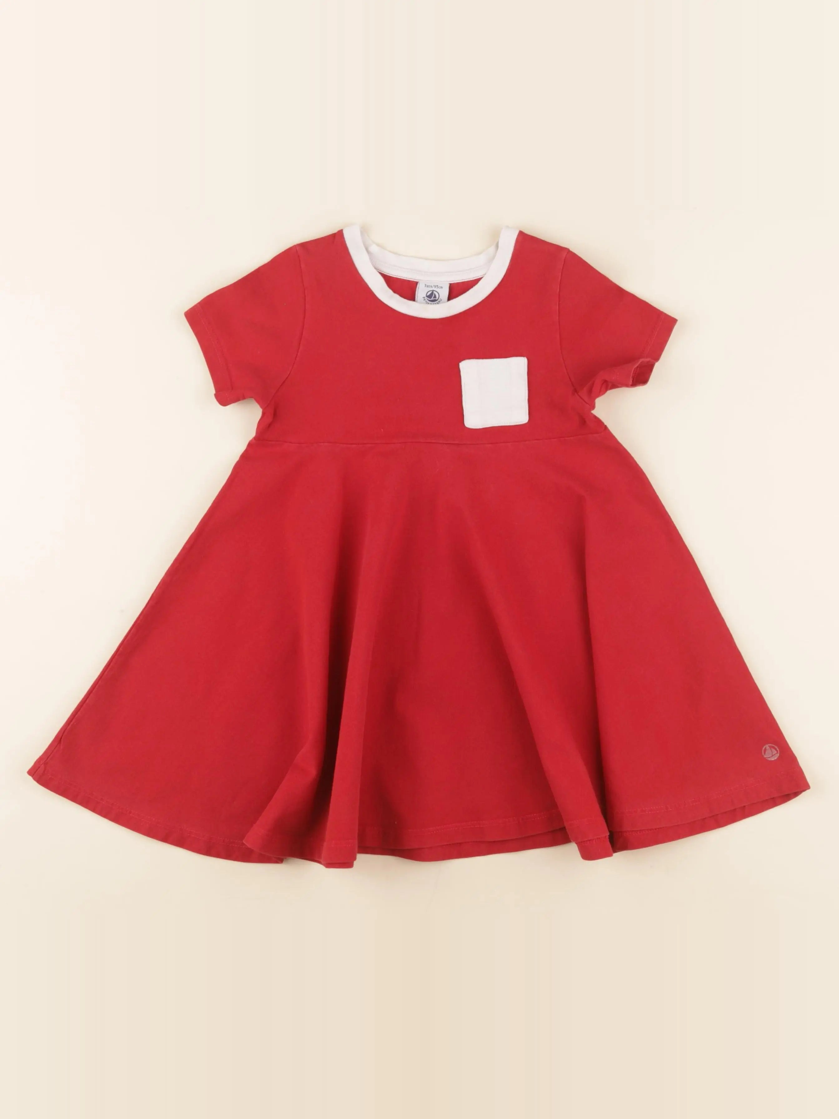 Petit Bateau - robe rouge - 3 ans