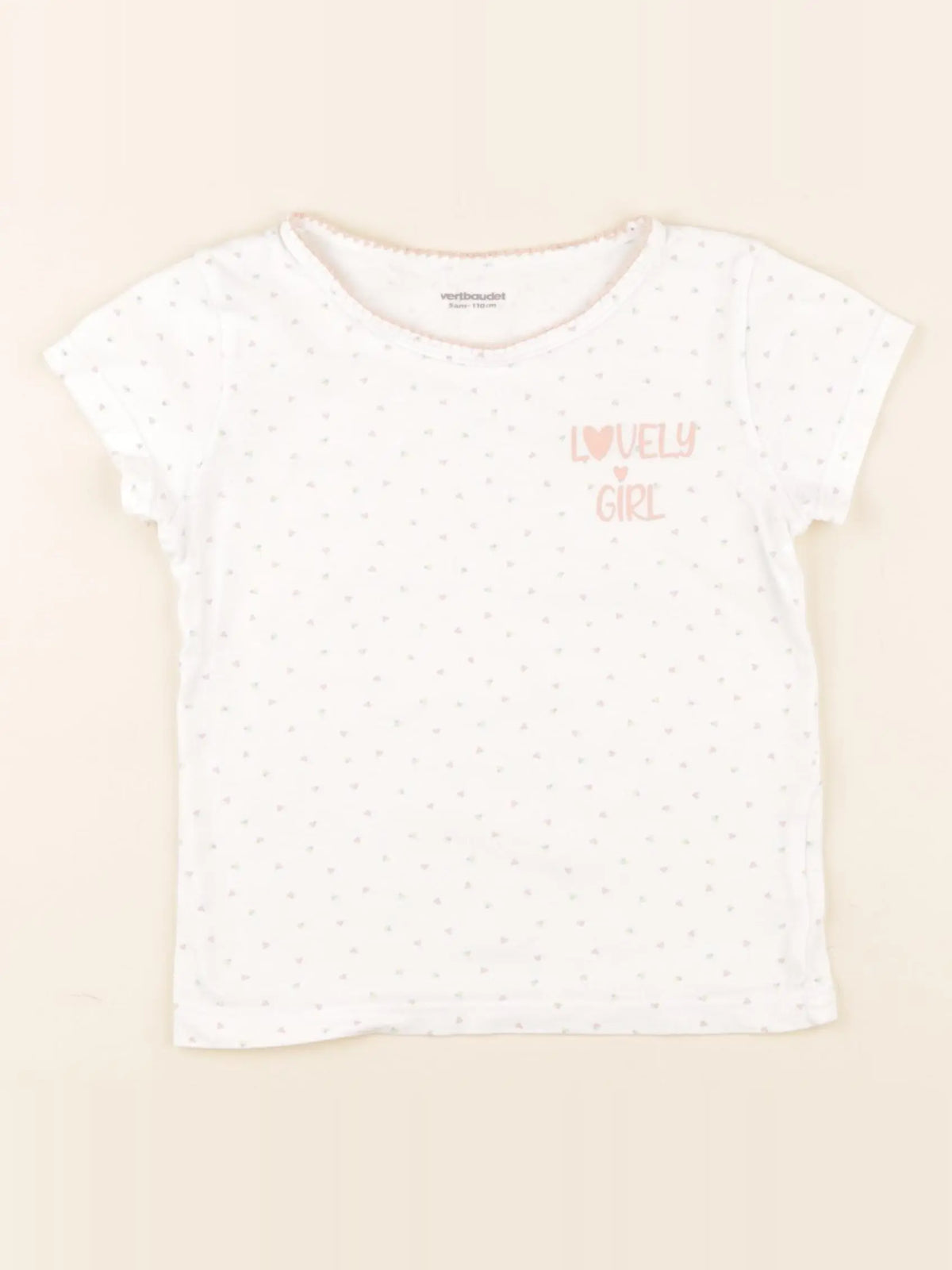 Vertbaudet - maillot de corps blanc, rose - 5 ans