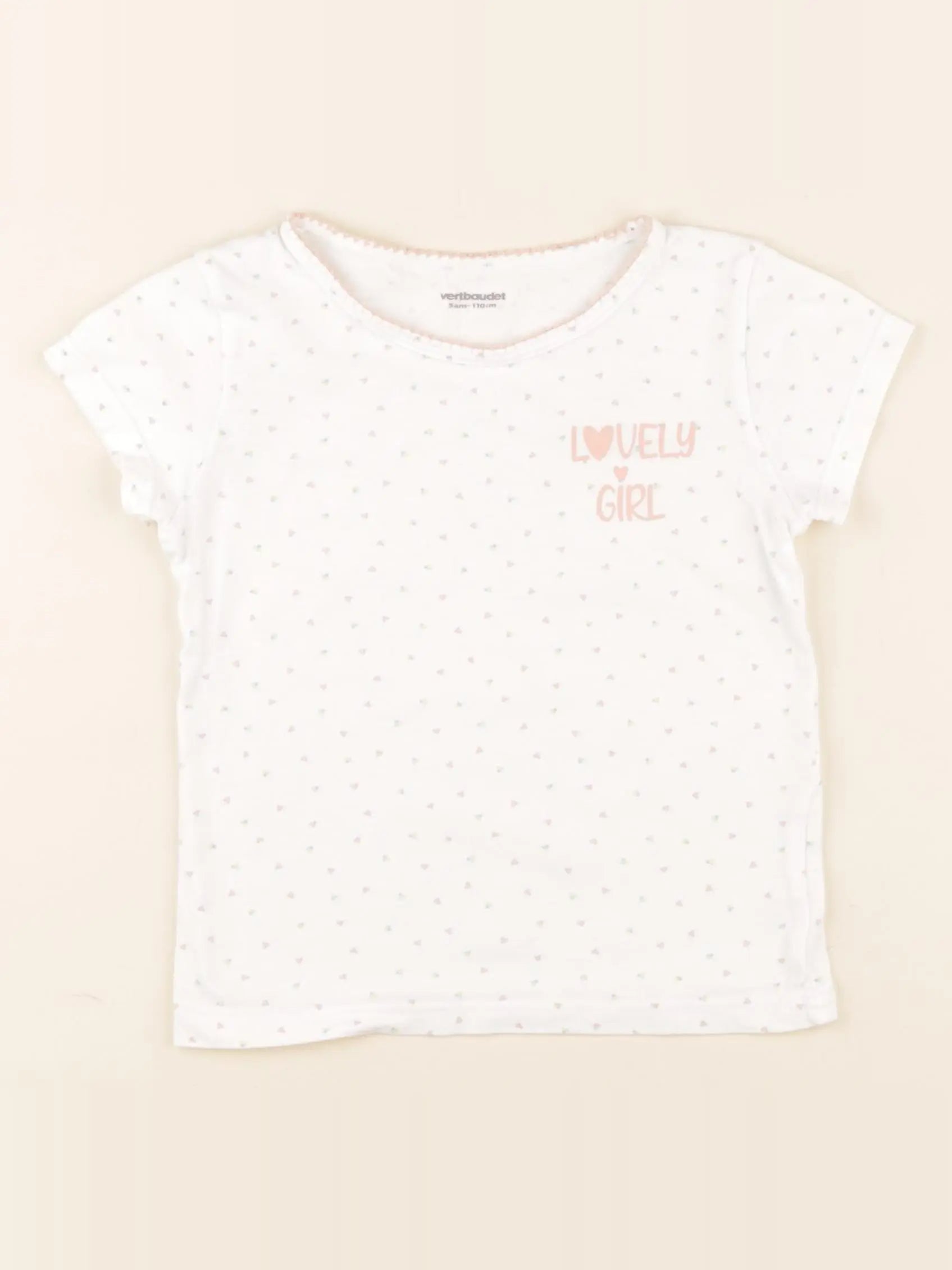 Vertbaudet - maillot de corps blanc, rose - 5 ans