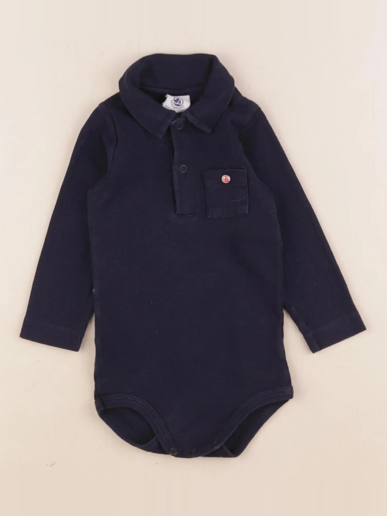Petit Bateau - body à col bleu - 12 mois