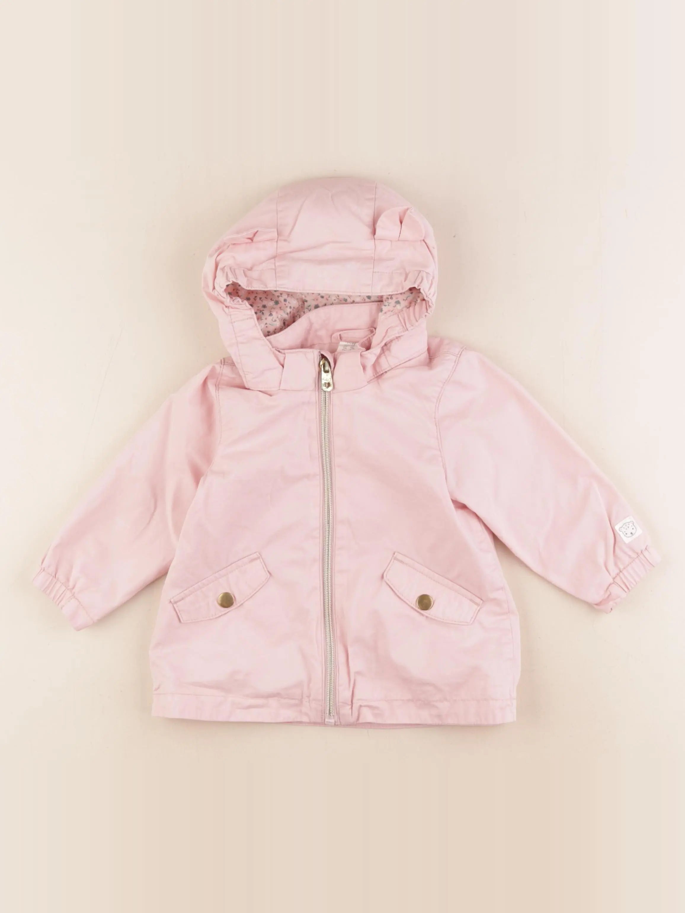 H&M - veste doublé rose - 4/6 mois