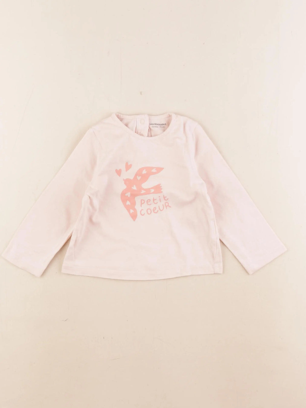 Vertbaudet - tee-shirt rose - 12 mois