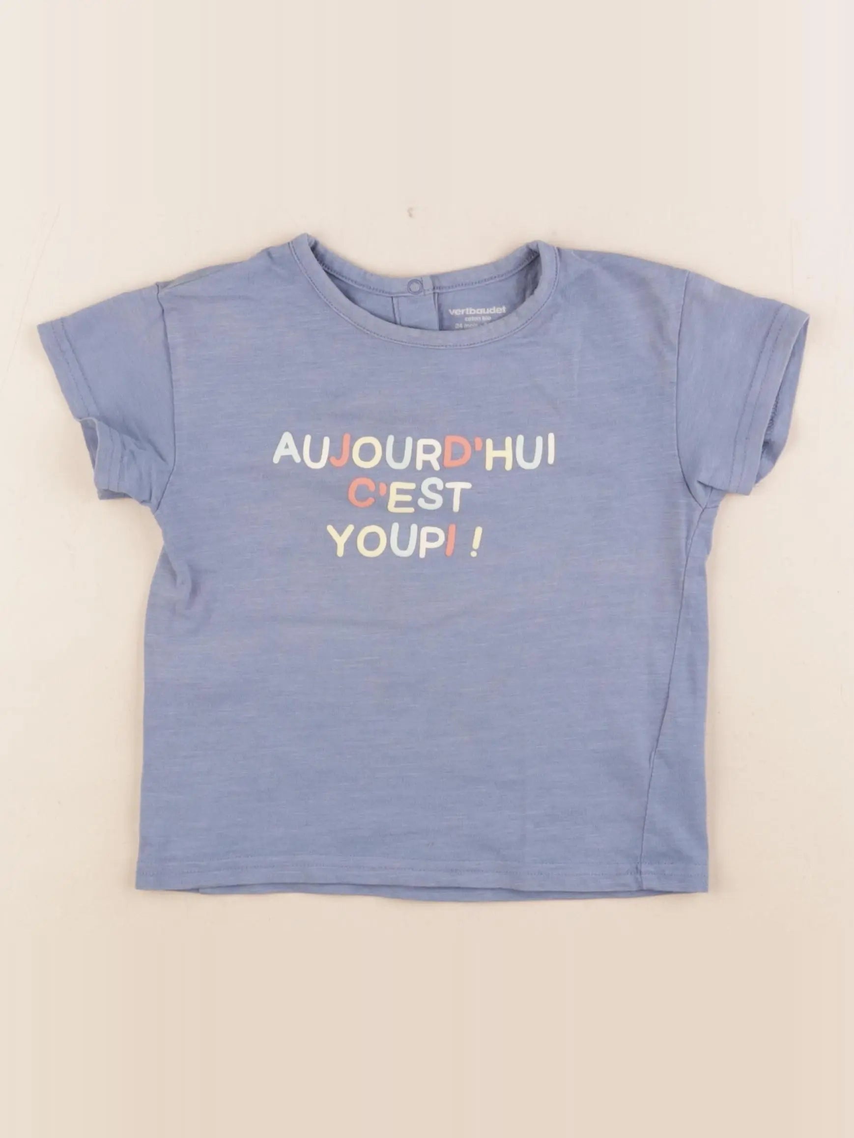 Vertbaudet - tee-shirt bleu - 24 mois
