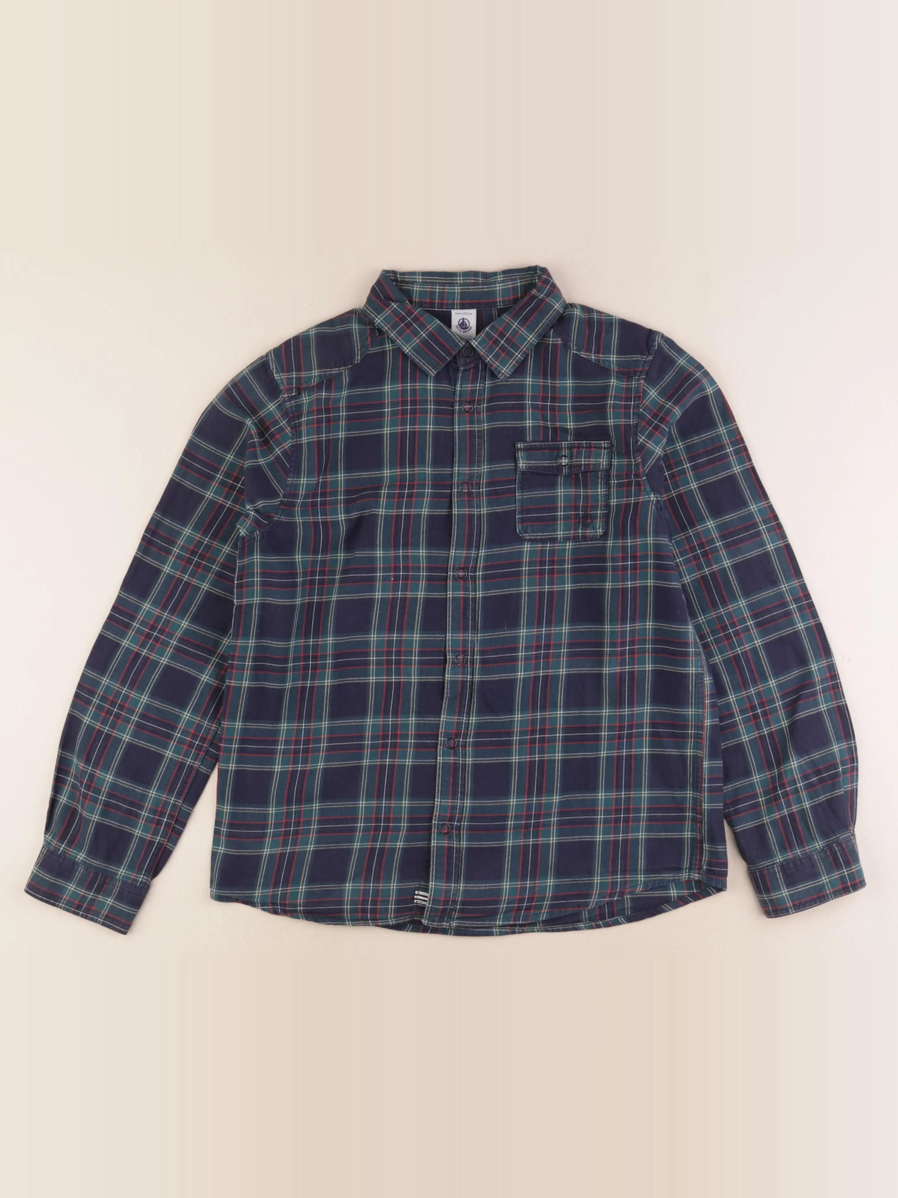 Petit Bateau - chemise bleu, vert - 12 ans