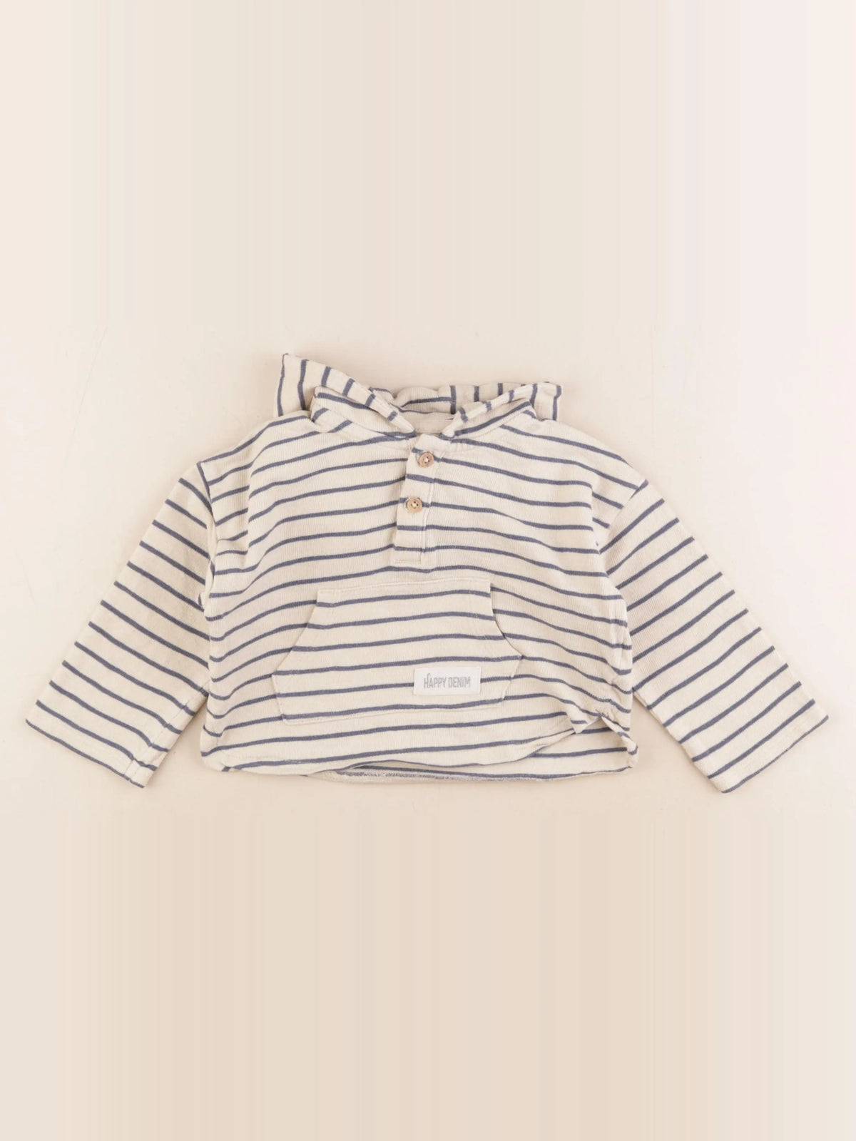 Vertbaudet - sweat beige, bleu - 18 mois