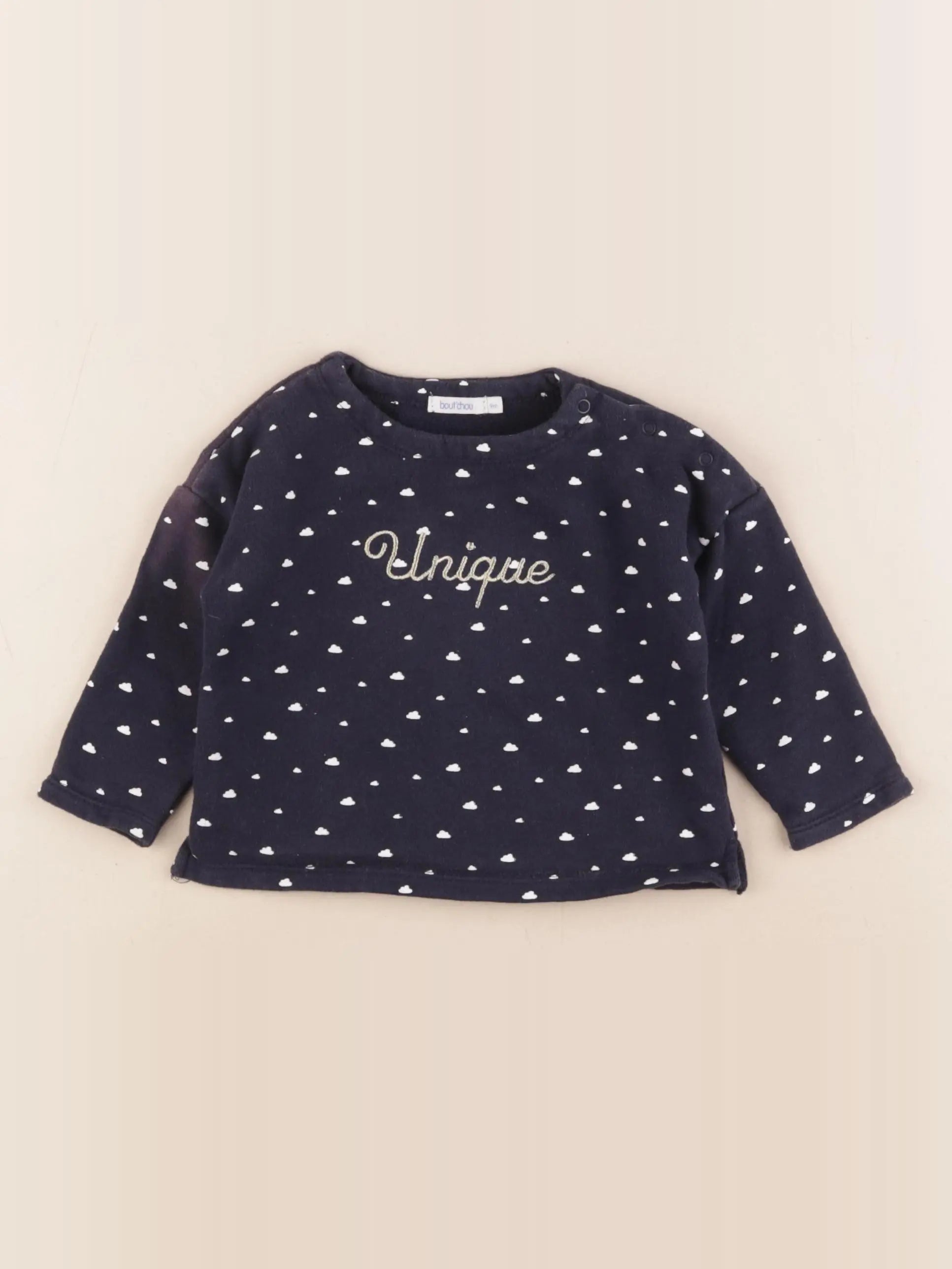 Boutchou - sweat bleu, blanc - 9 mois