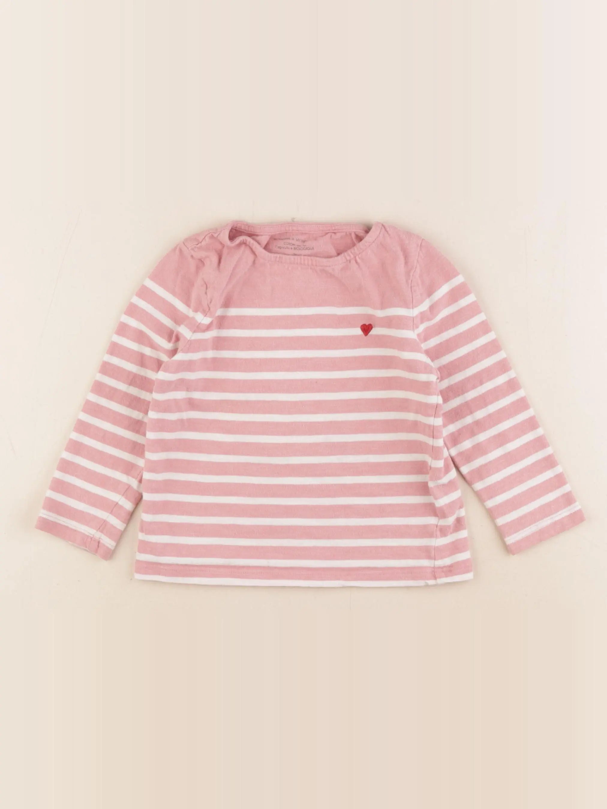 Monoprix - tee-shirt rose, beige - 3 ans