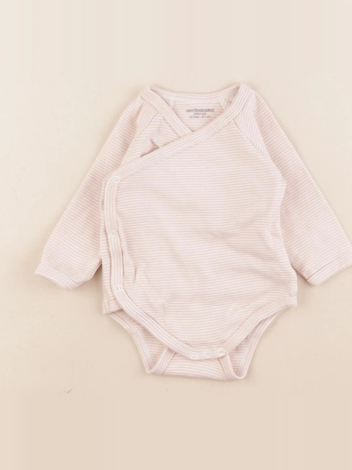 Vertbaudet - body beige, rose - 6 mois