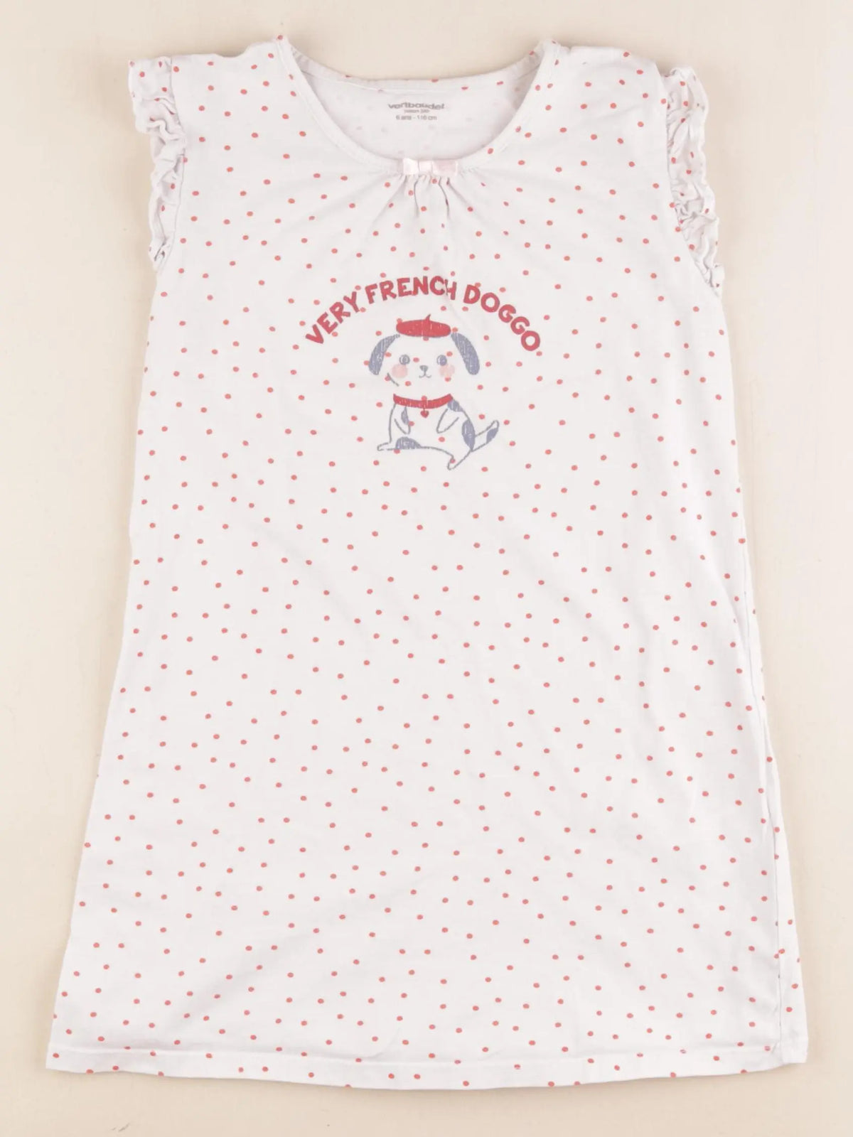 Vertbaudet - chemise de nuit coton blanc, rouge - 6 ans