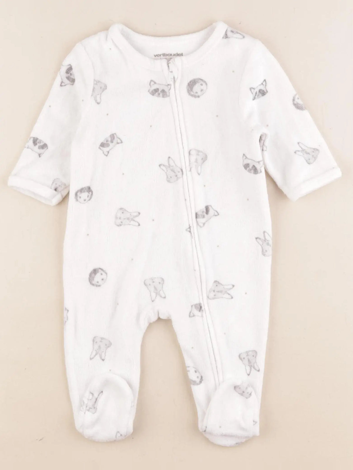 Vertbaudet - pyjama velours blanc - 3 mois