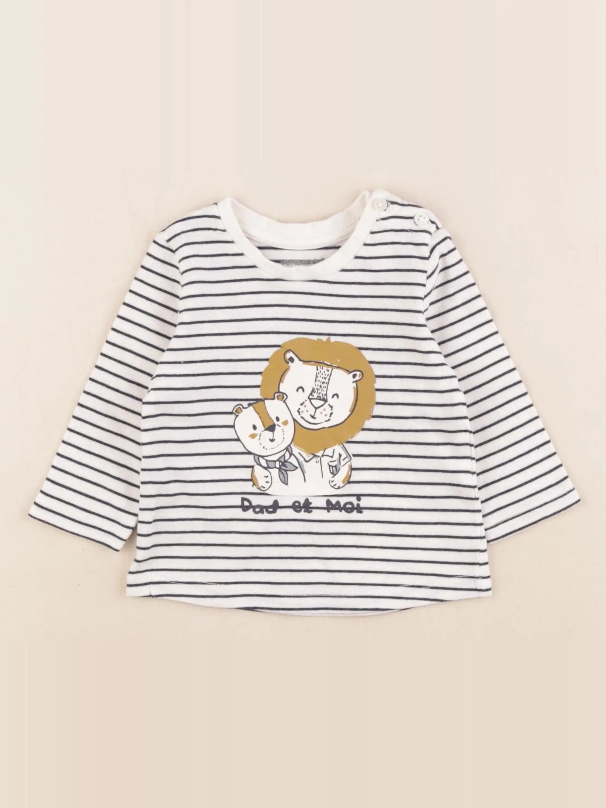 Vertbaudet - tee-shirt beige, bleu - 3 mois