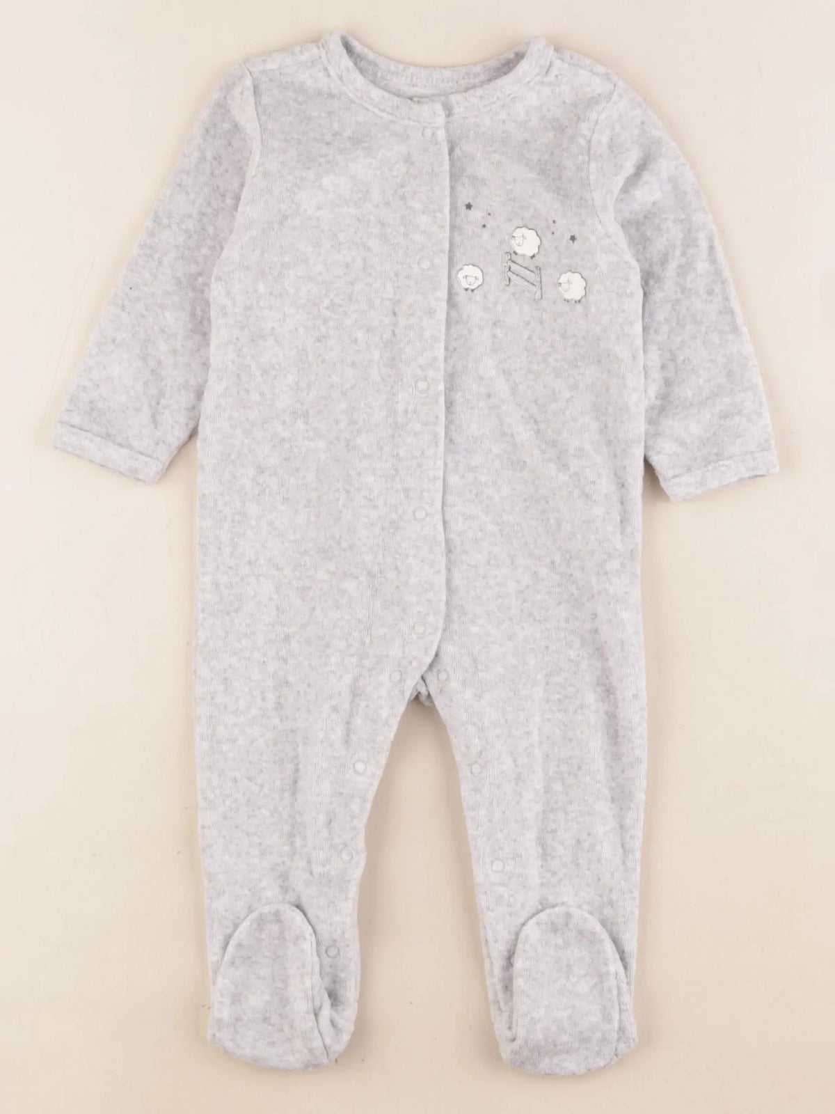 Vertbaudet - pyjama velours gris - 6 mois