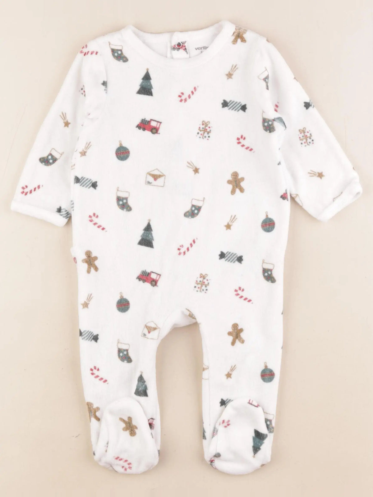 Vertbaudet - pyjama velours blanc - 6 mois