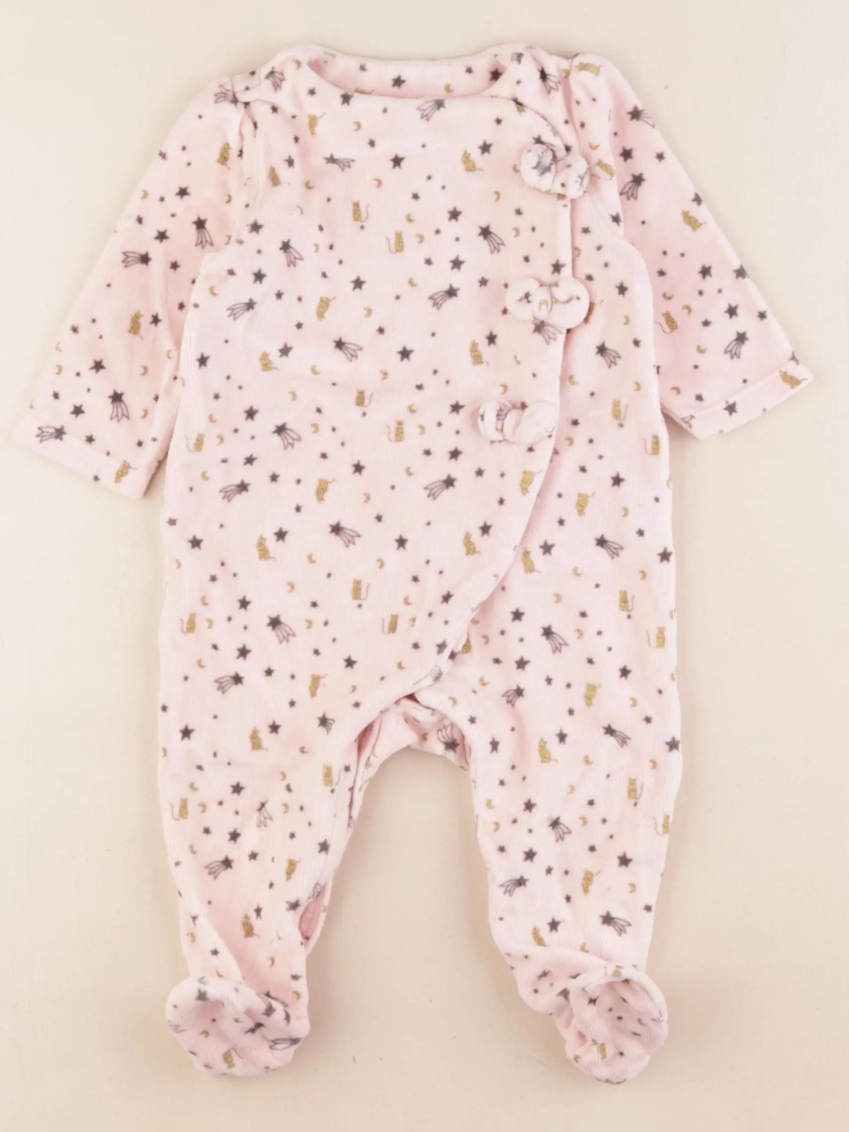 Tape à l'oeil - pyjama velours rose - 6 mois