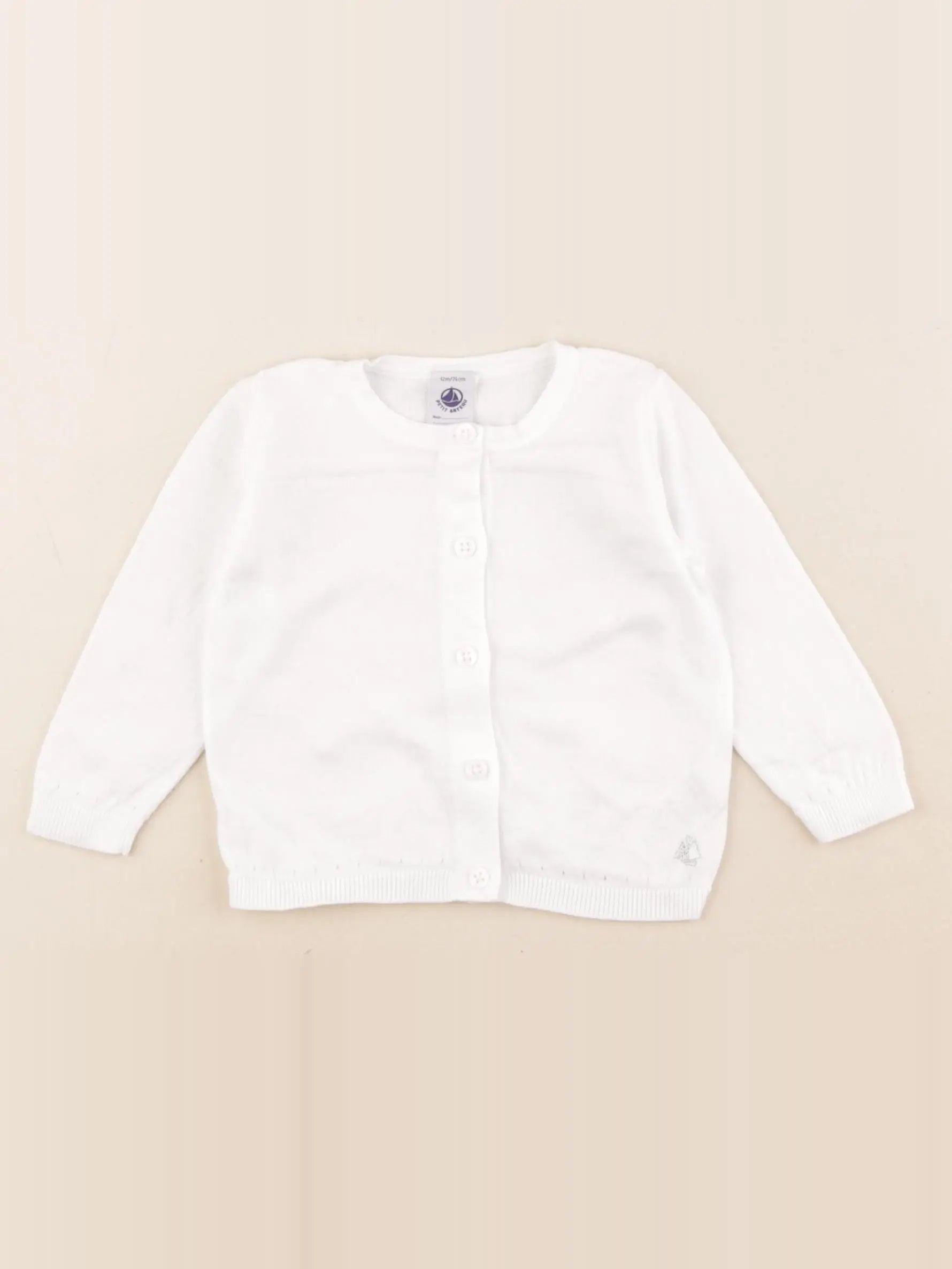 Petit Bateau - gilet blanc - 12 mois