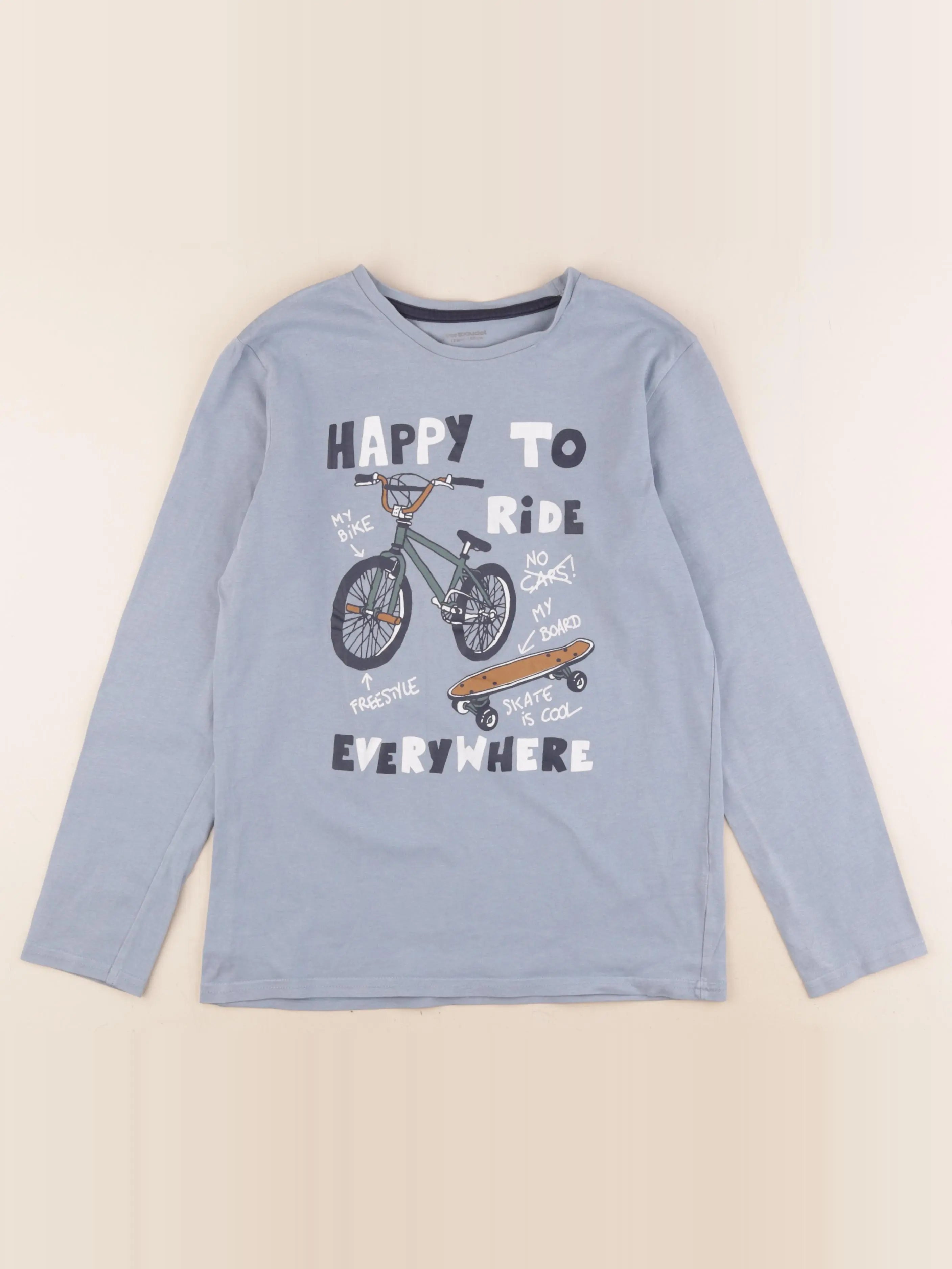 Vertbaudet - tee-shirt bleu - 12 ans