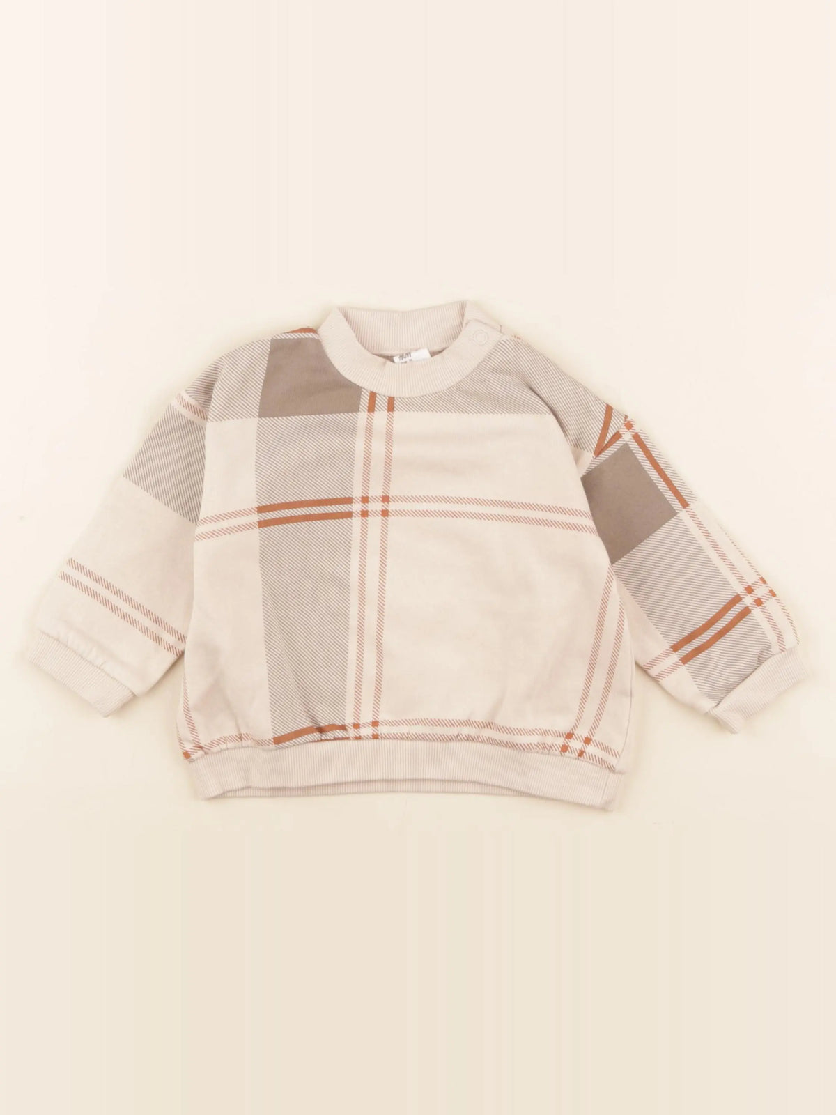 H&M - sweat beige, marron - 6/9 mois