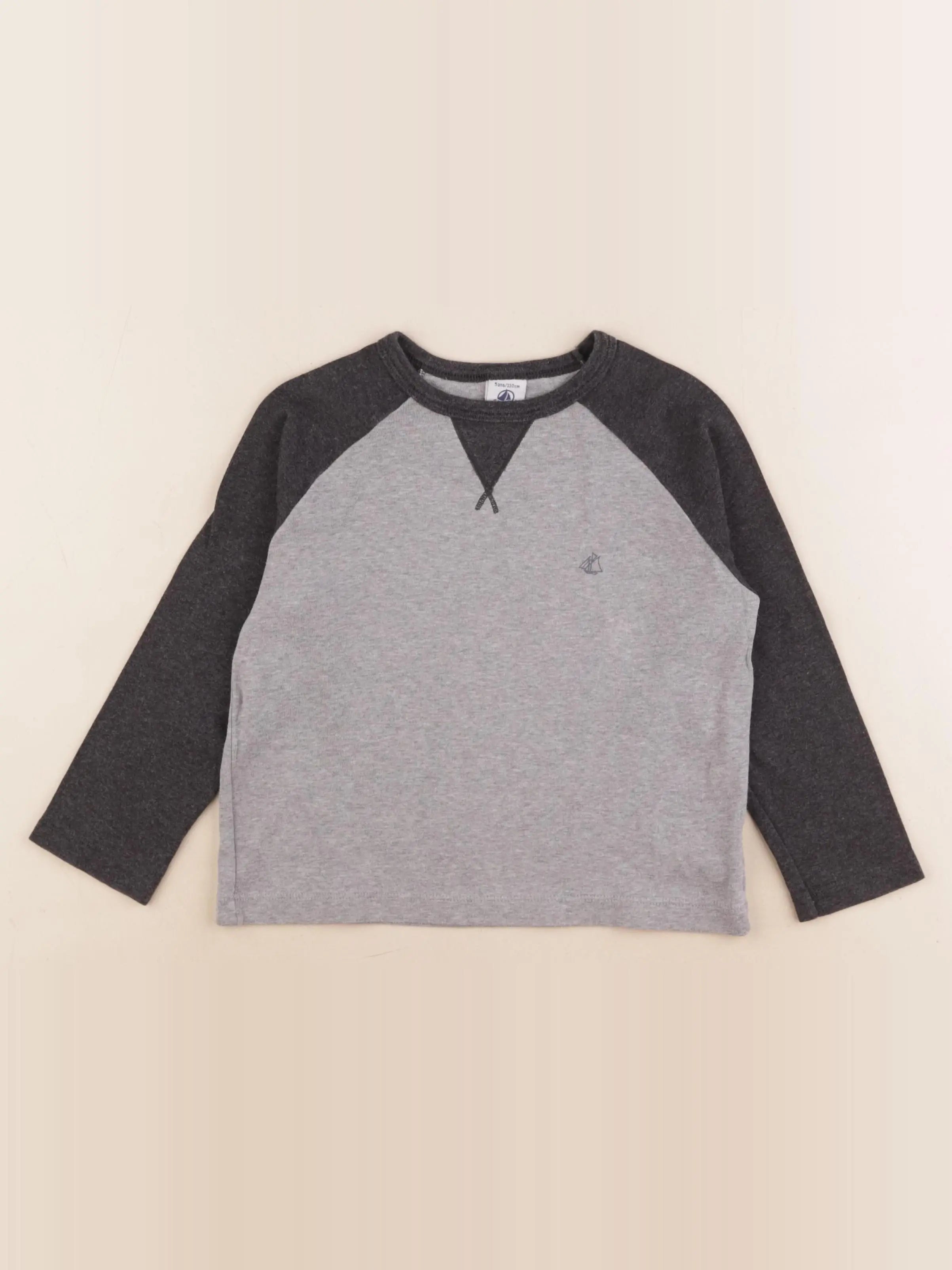 Petit Bateau - tee-shirt gris - 5 ans