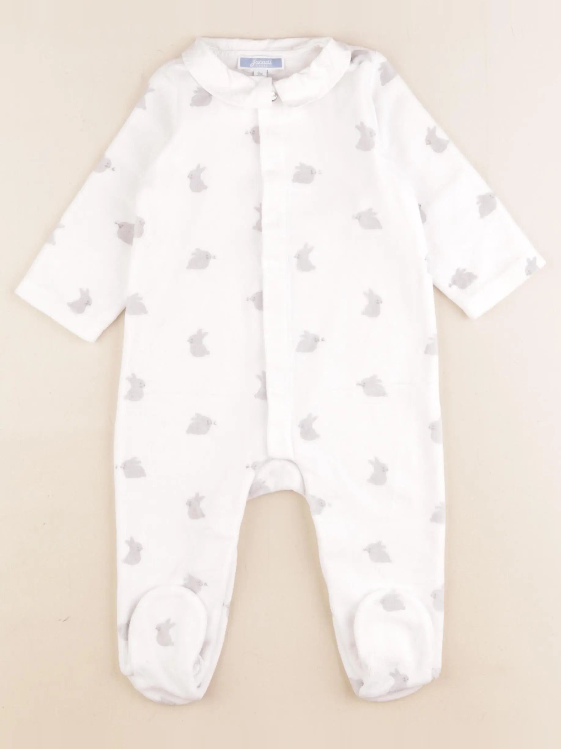 Jacadi - pyjama velours blanc, gris - 9 mois