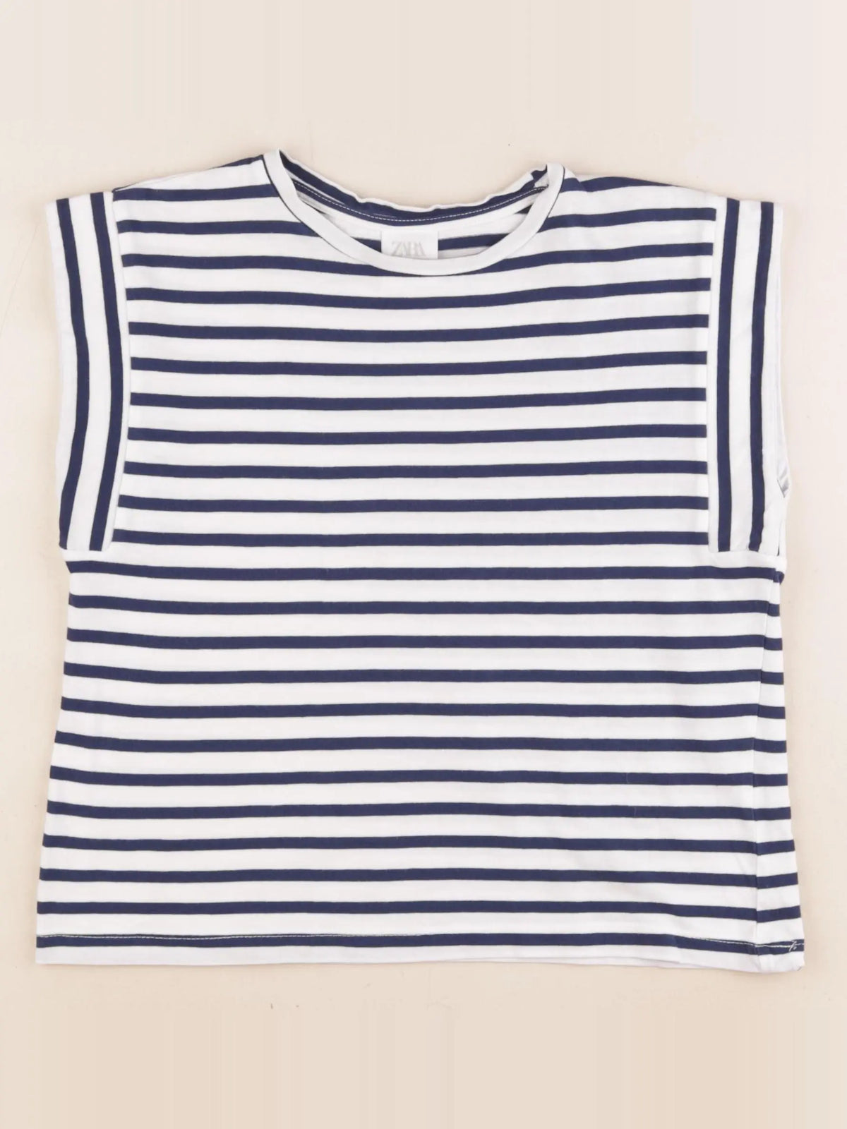 Zara - tee-shirt blanc, bleu - 8/9 ans