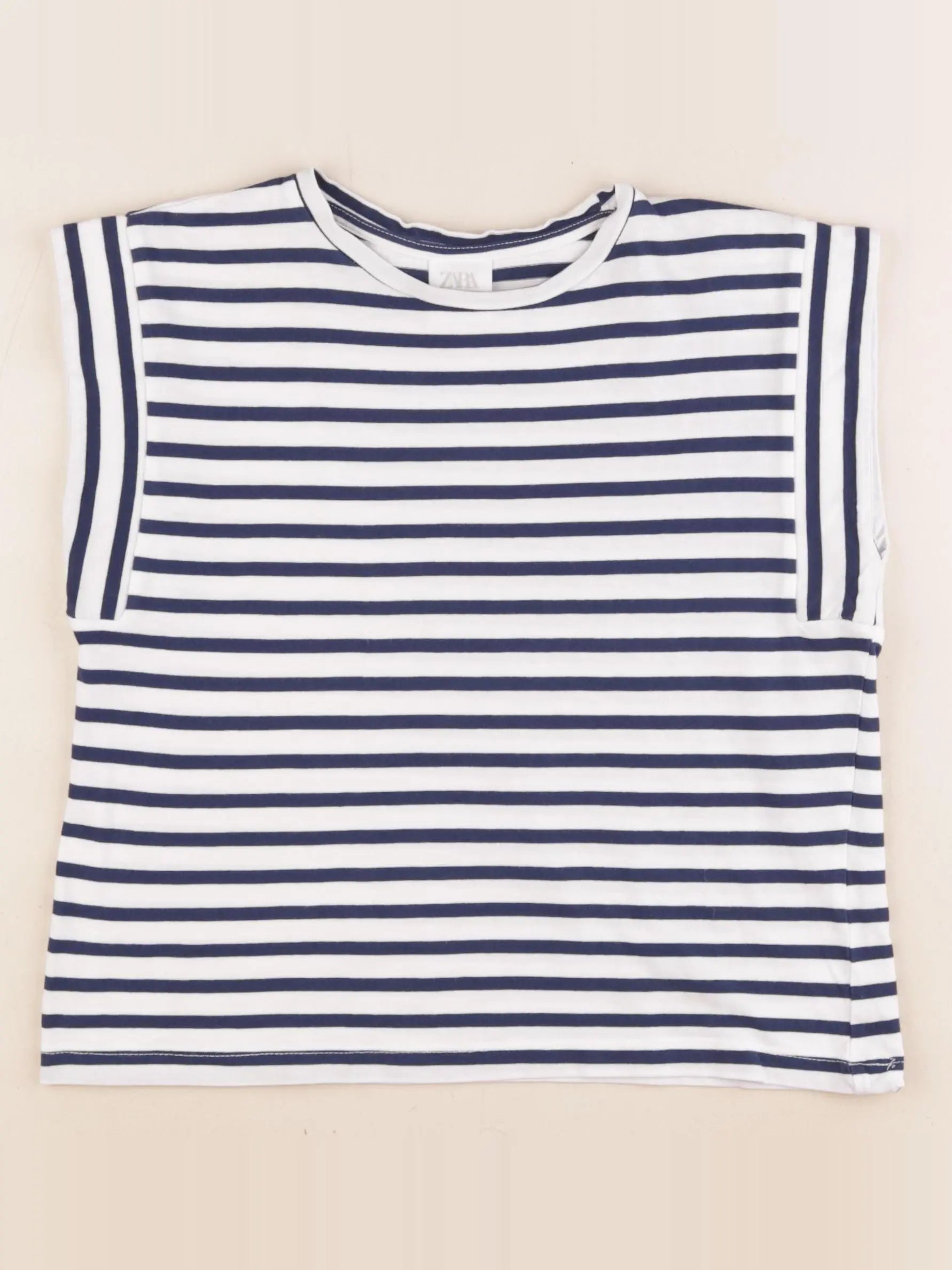 Zara - tee-shirt blanc, bleu - 8/9 ans