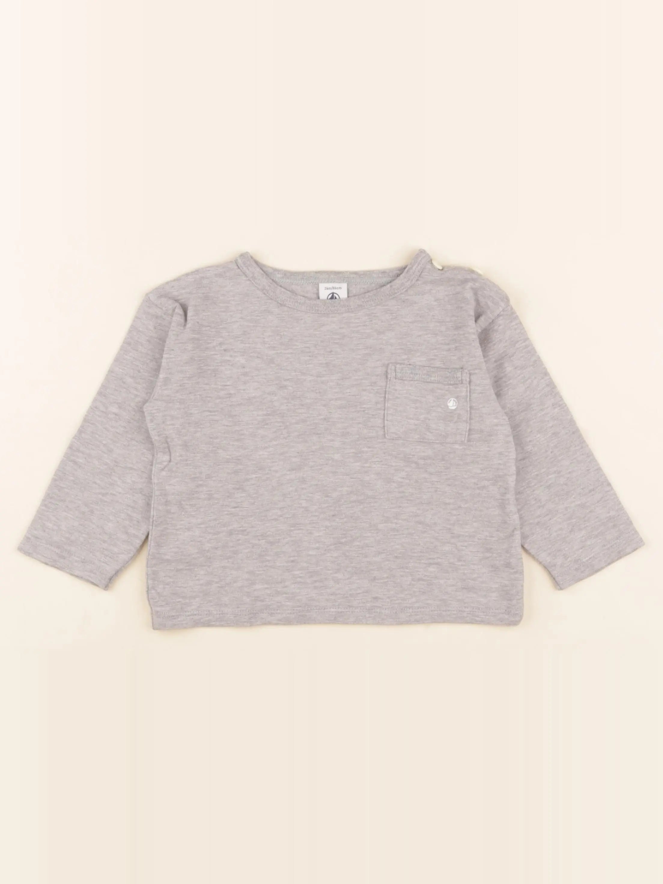 Petit Bateau - tee-shirt gris - 24 mois